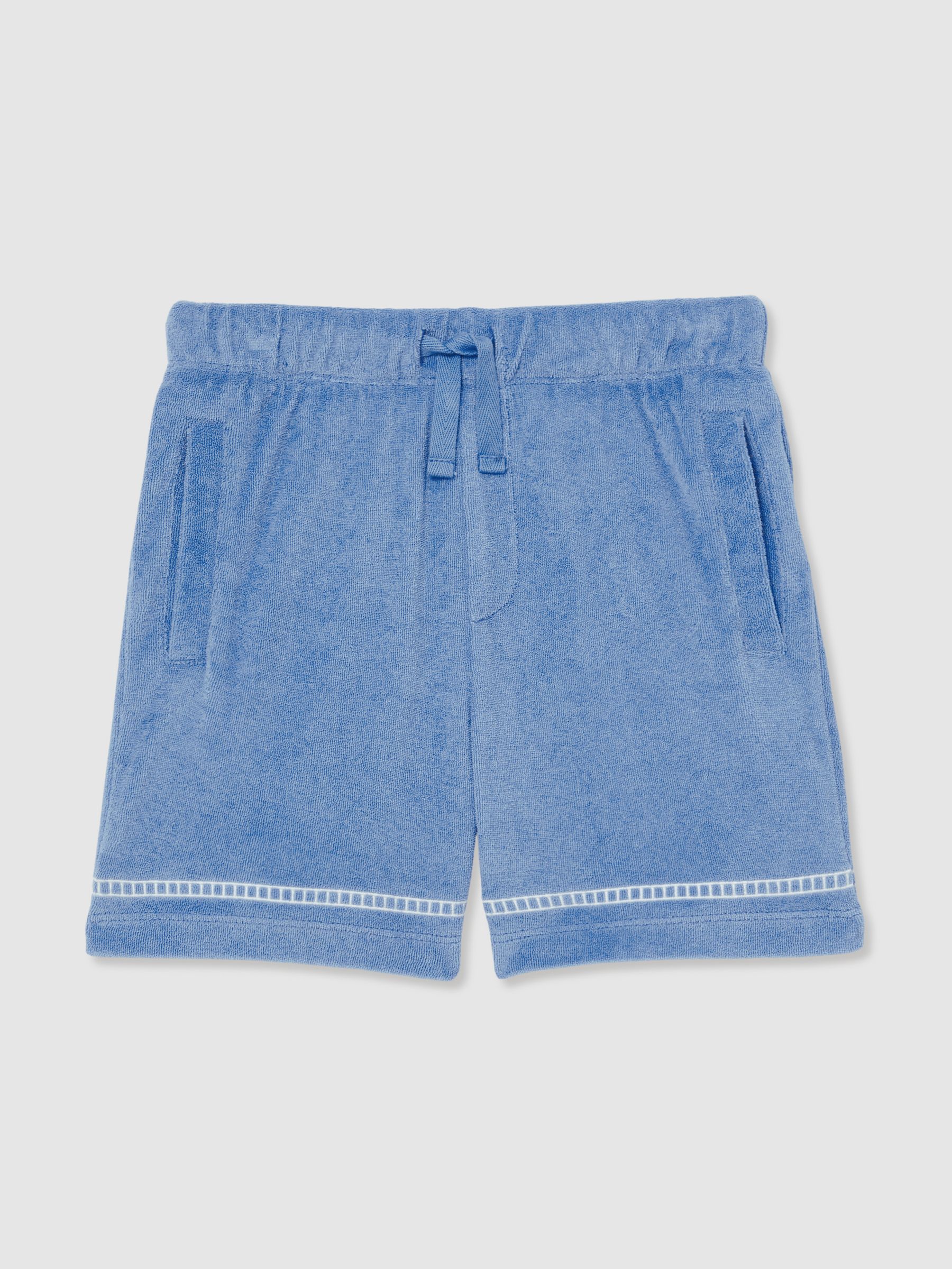 13-14 yrs Towelling Brand-Embroidered Shorts in Airforce Blue