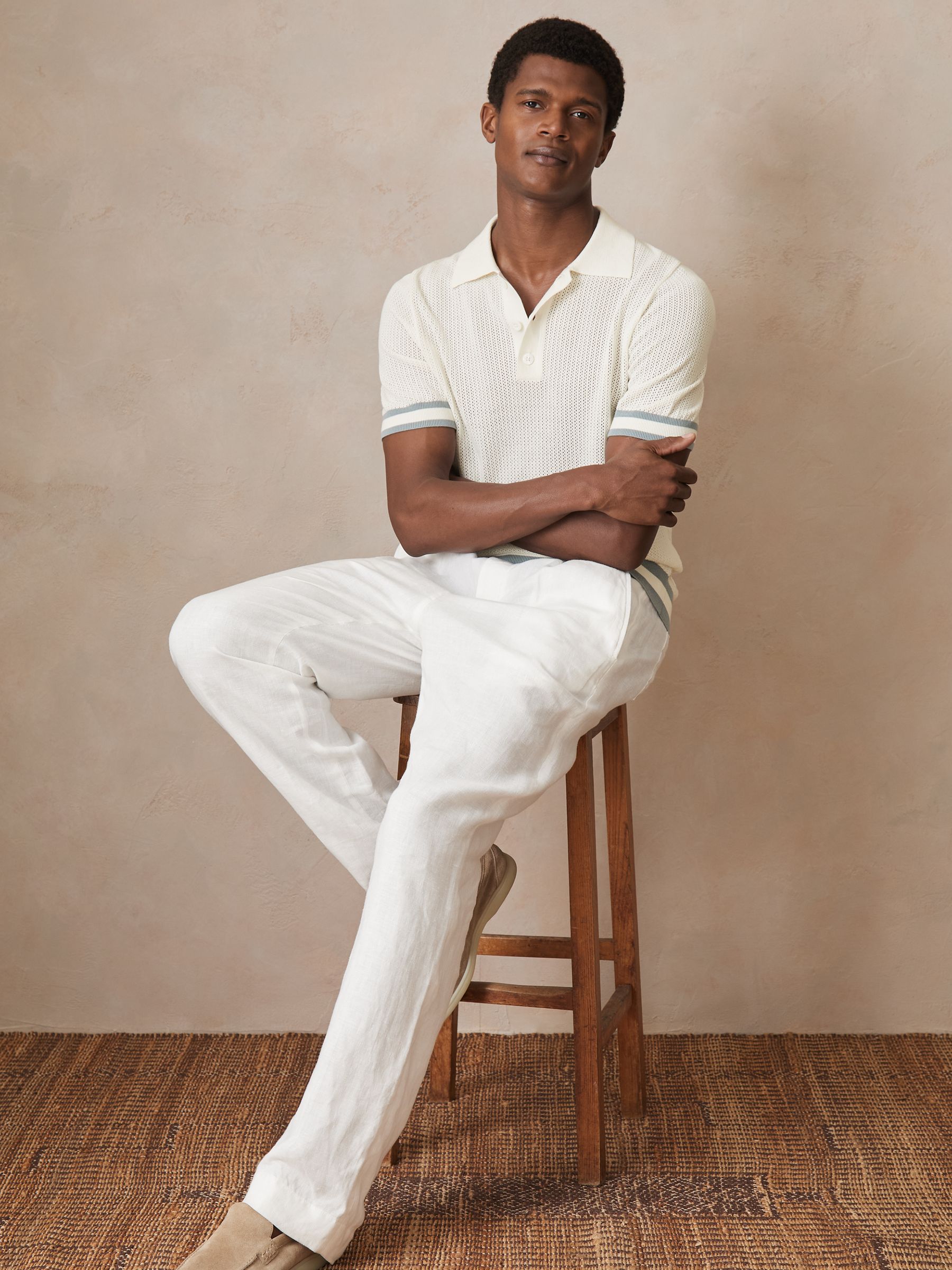 Reiss | Ché Cotton Knit Polo Shirt in White