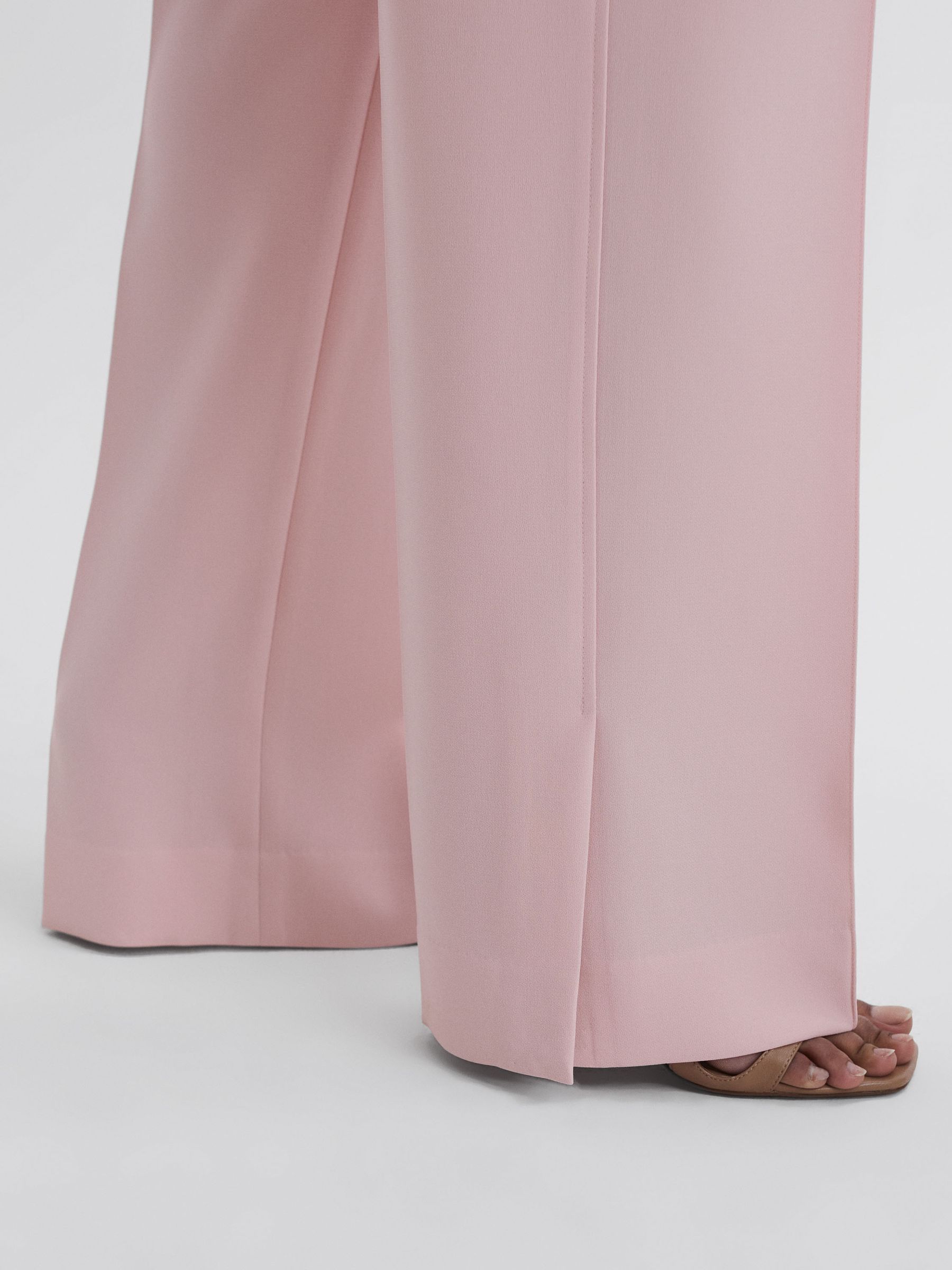 Wide Leg Split Hem Trousers in Pink
