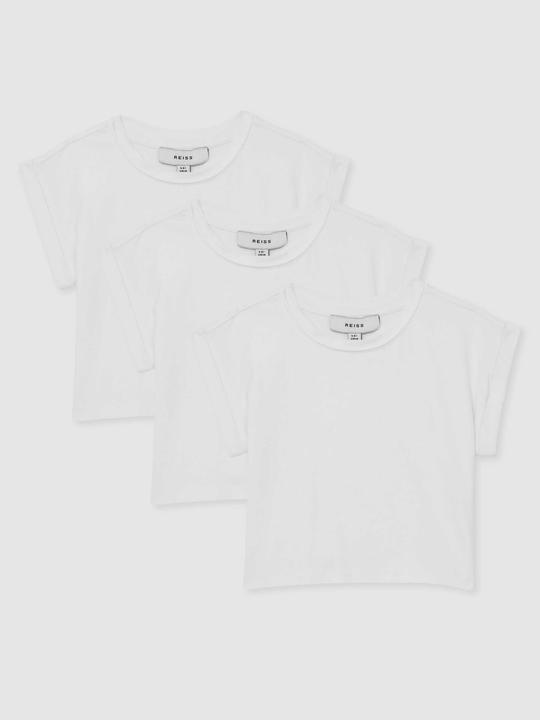 9-13 yrs Cotton-Jersey Cropped T-Shirt 3 Pack in White