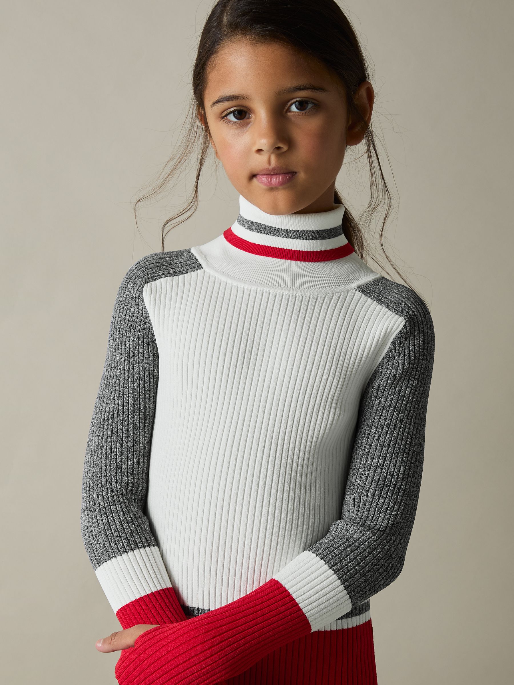 9-13 yrs Ribbed Roll-Neck Jumper in Ivory
