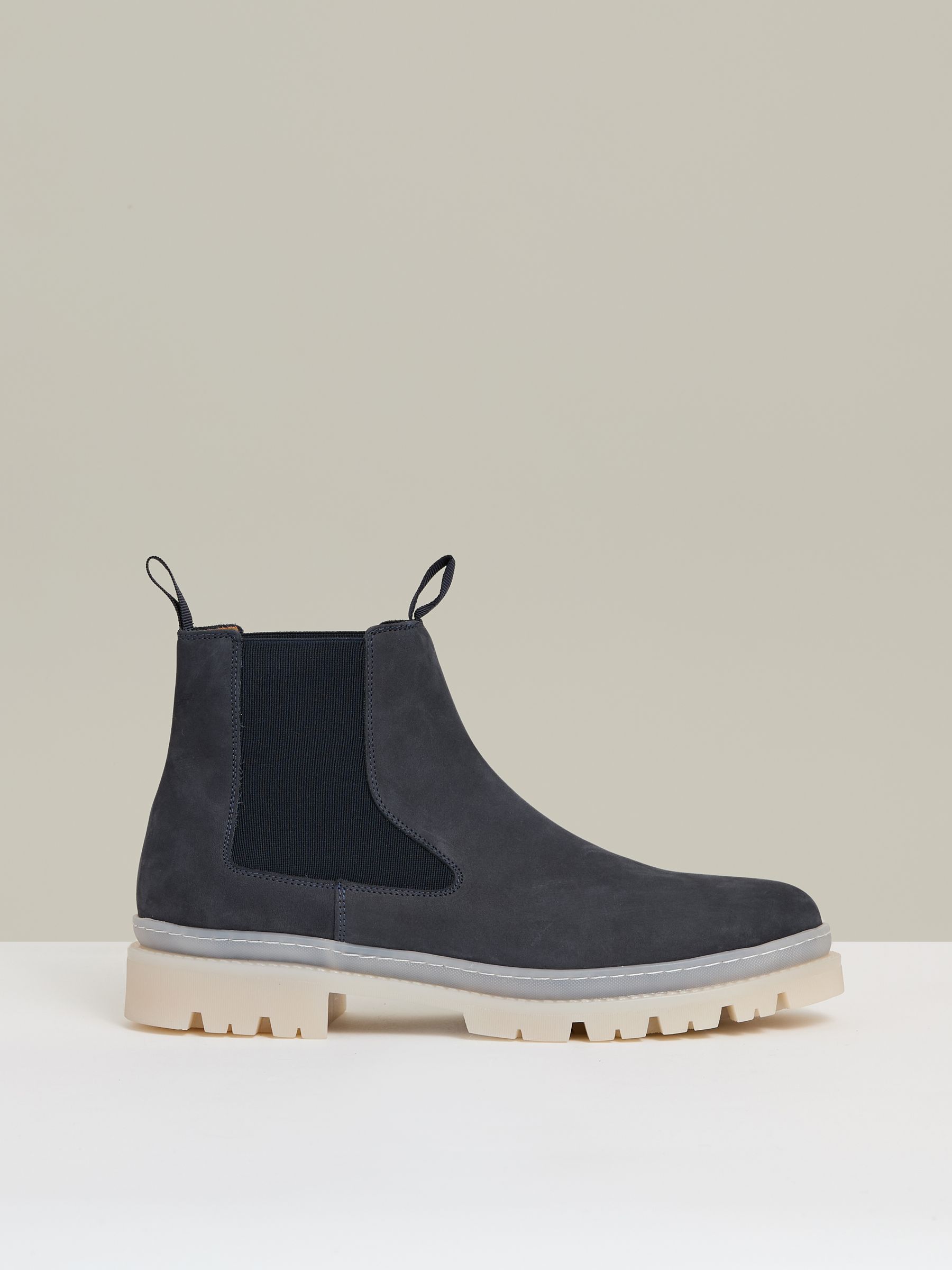 Suede Contrast Sole Chelsea Boots in Dark Navy