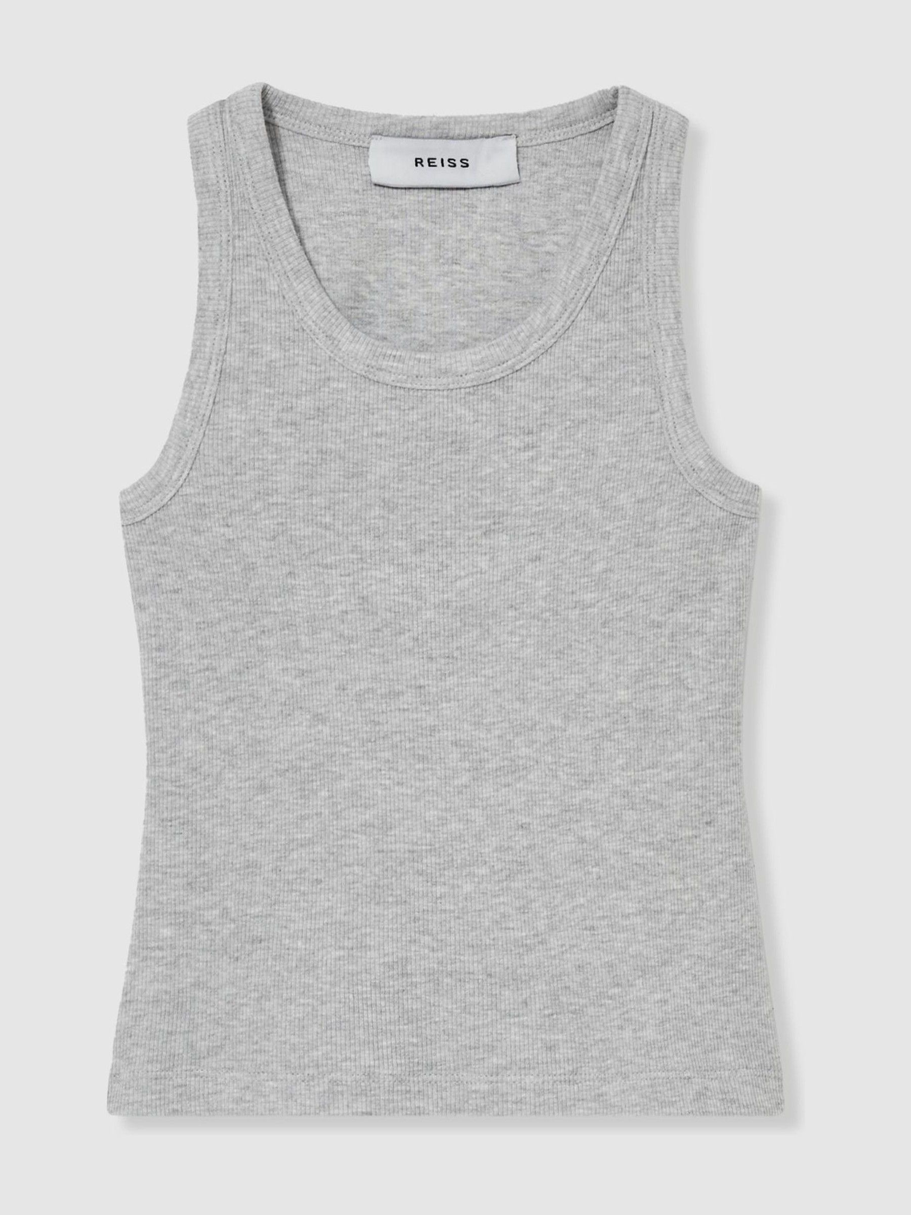 13-14 yrs Cotton Blend Ribbed Vest in Grey
