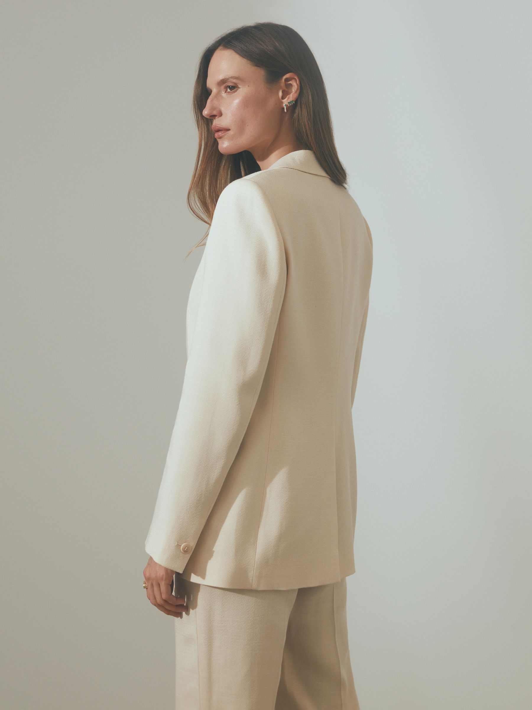 Atelier Italian Textured Single Breasted Suit Blazer in Blush