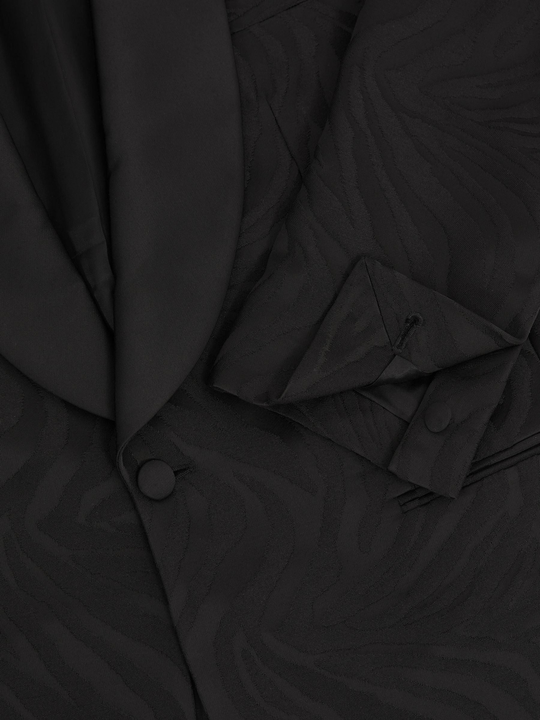 Wool-Blend Jacquard Tuxedo Jacket in Black