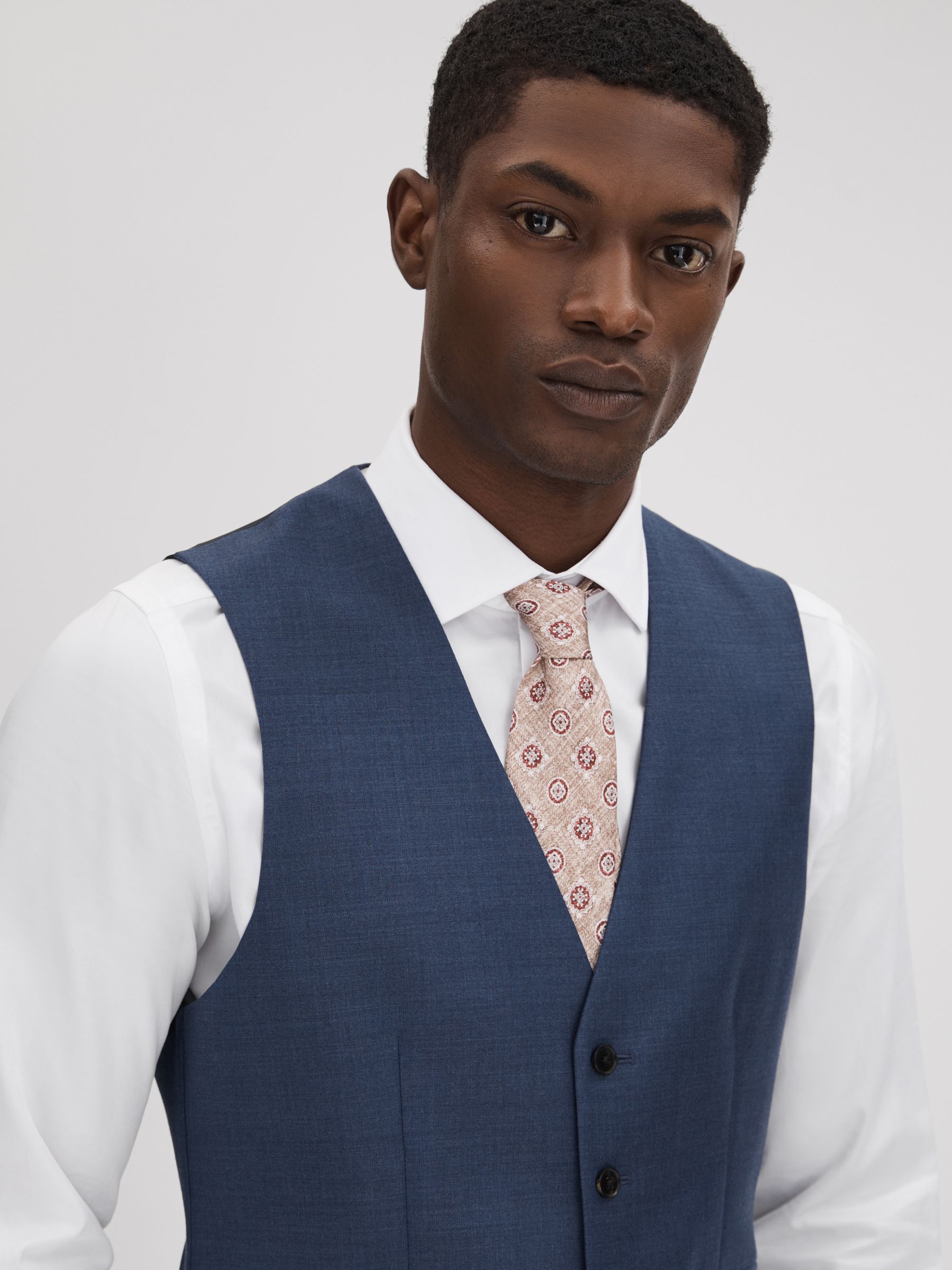 Slim Fit Wool Waistcoat in Bright Blue