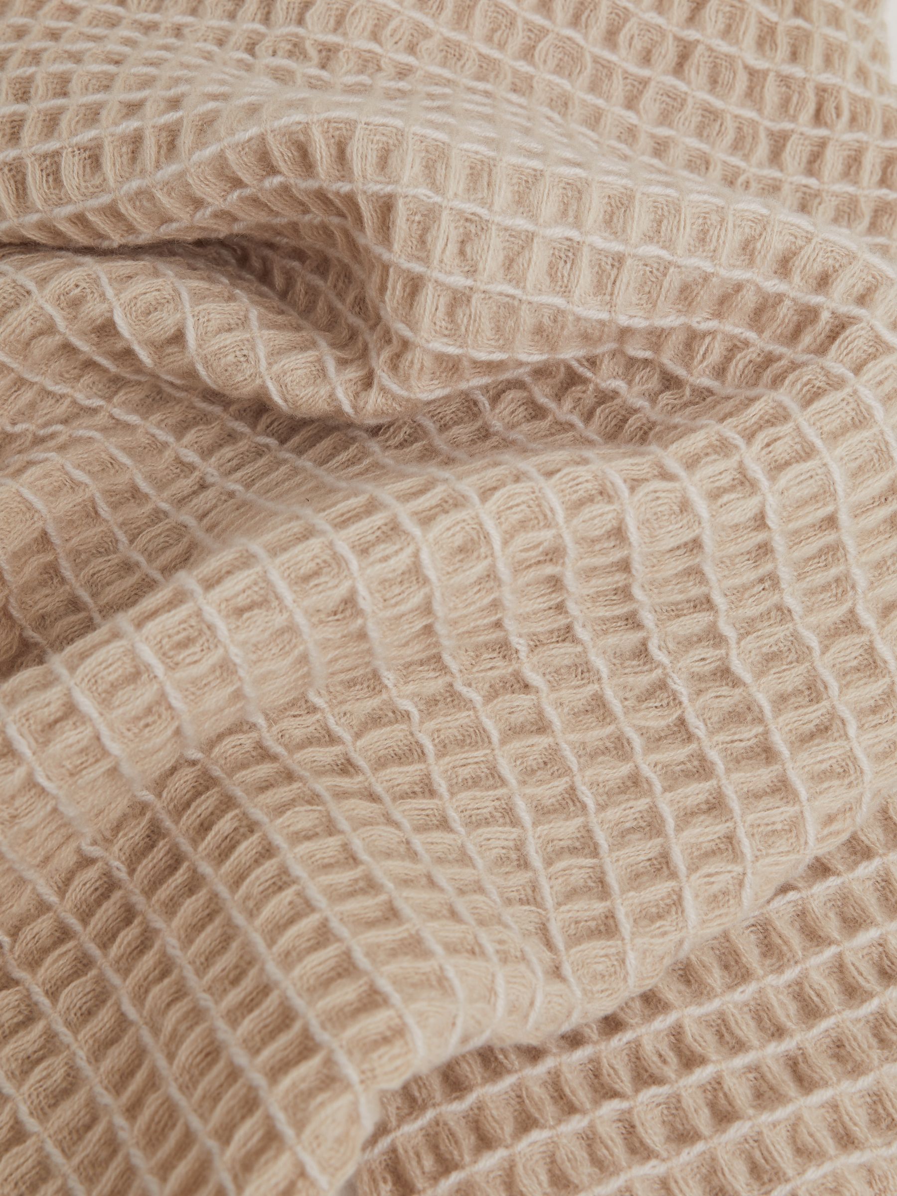Wool Waffle Scarf in Neutral