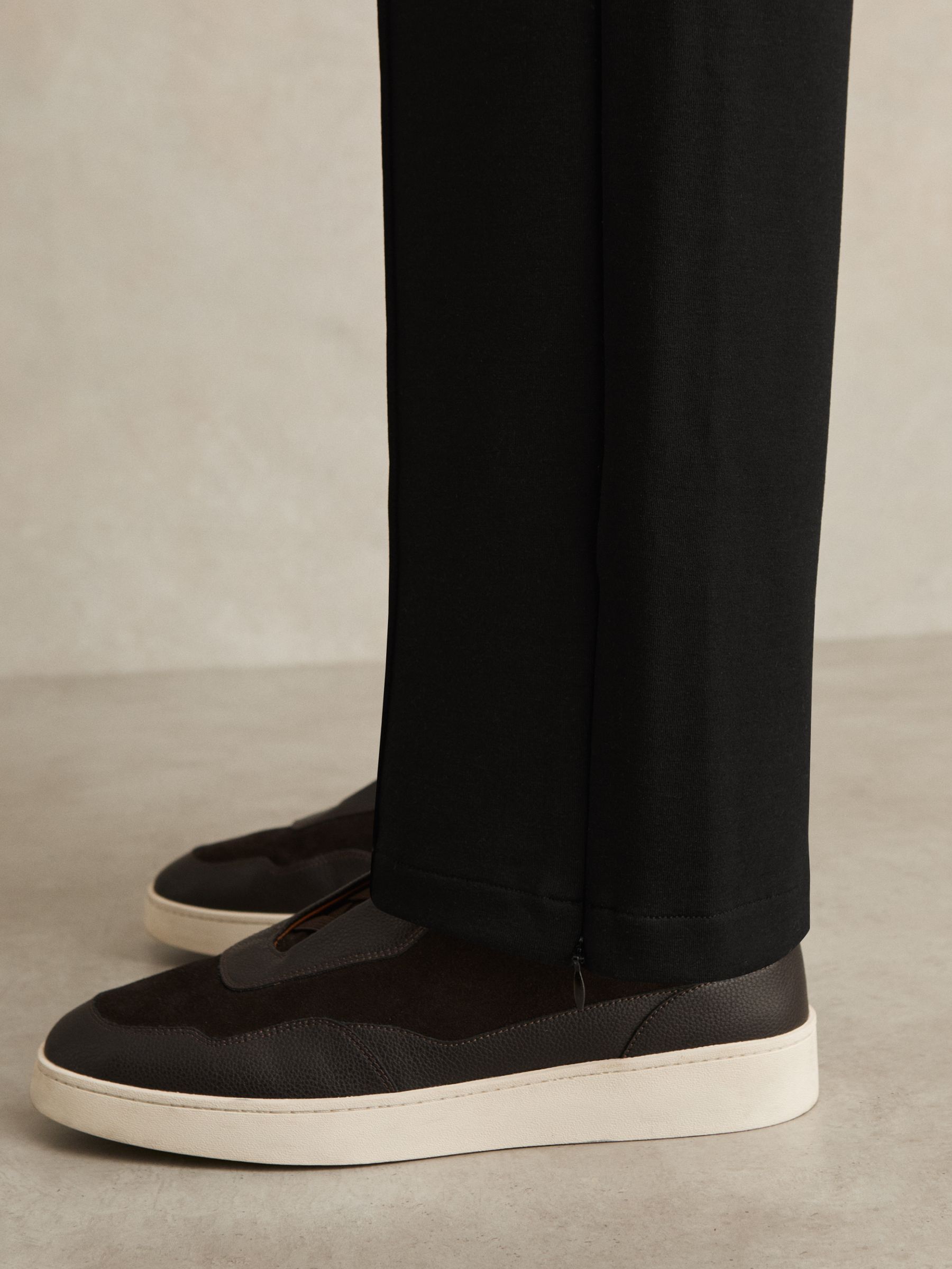 Interlock Straight Leg Drawstring Trousers in Black
