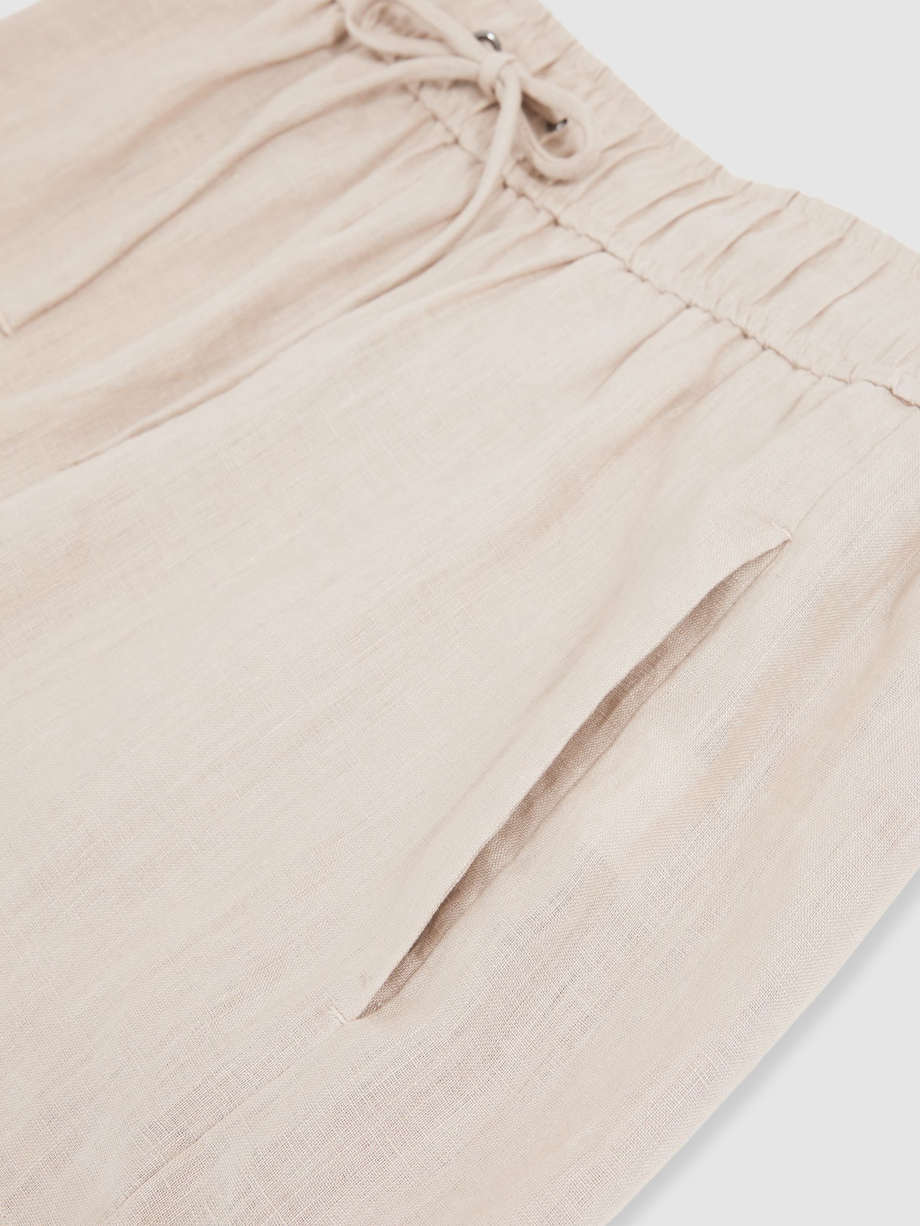 Linen-Blend Drawstring Shorts in Neutral