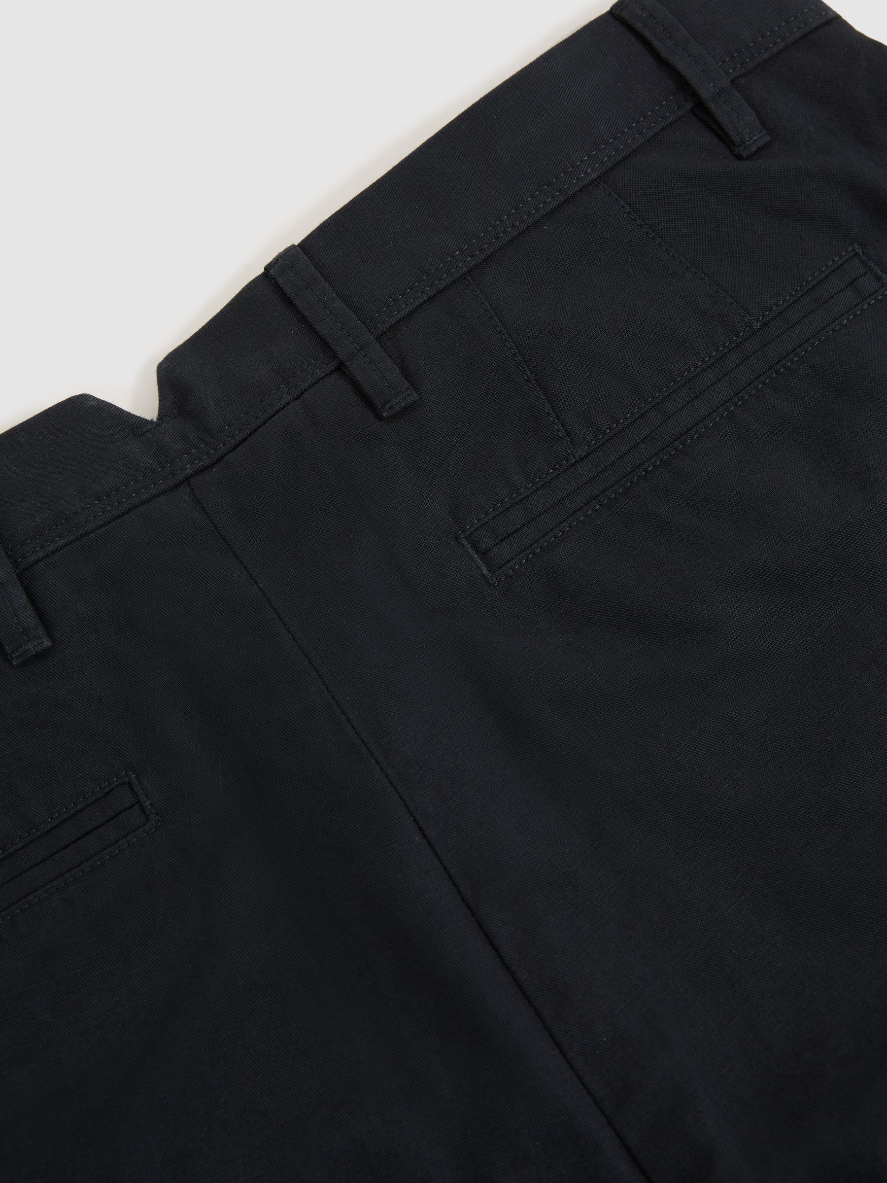 Cotton-Linen Relaxed-Fit Trousers in Navy