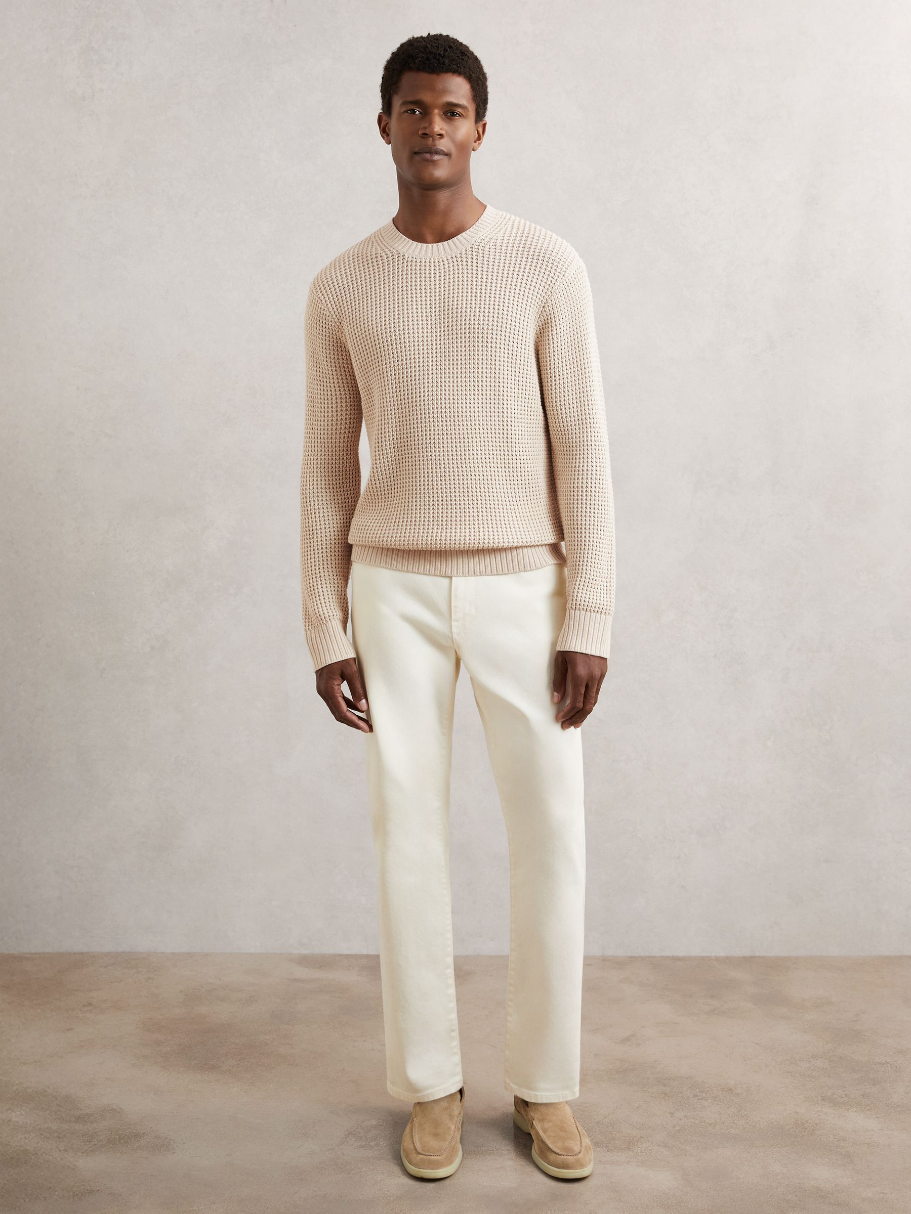 Paige Cotton Waffle-Knit Sweater in Natural