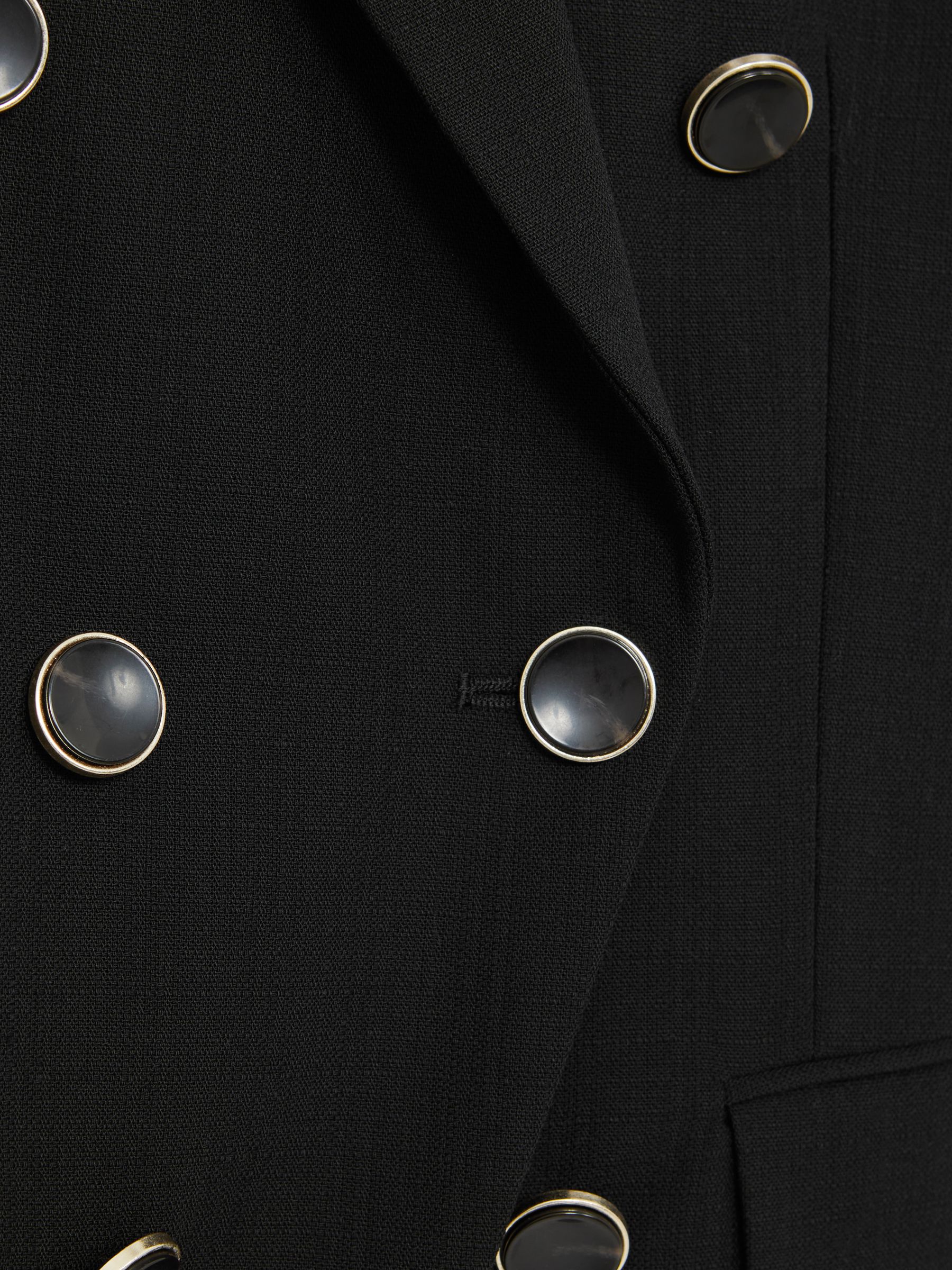 Petite Wool-Blend Double-Breasted Blazer in Black