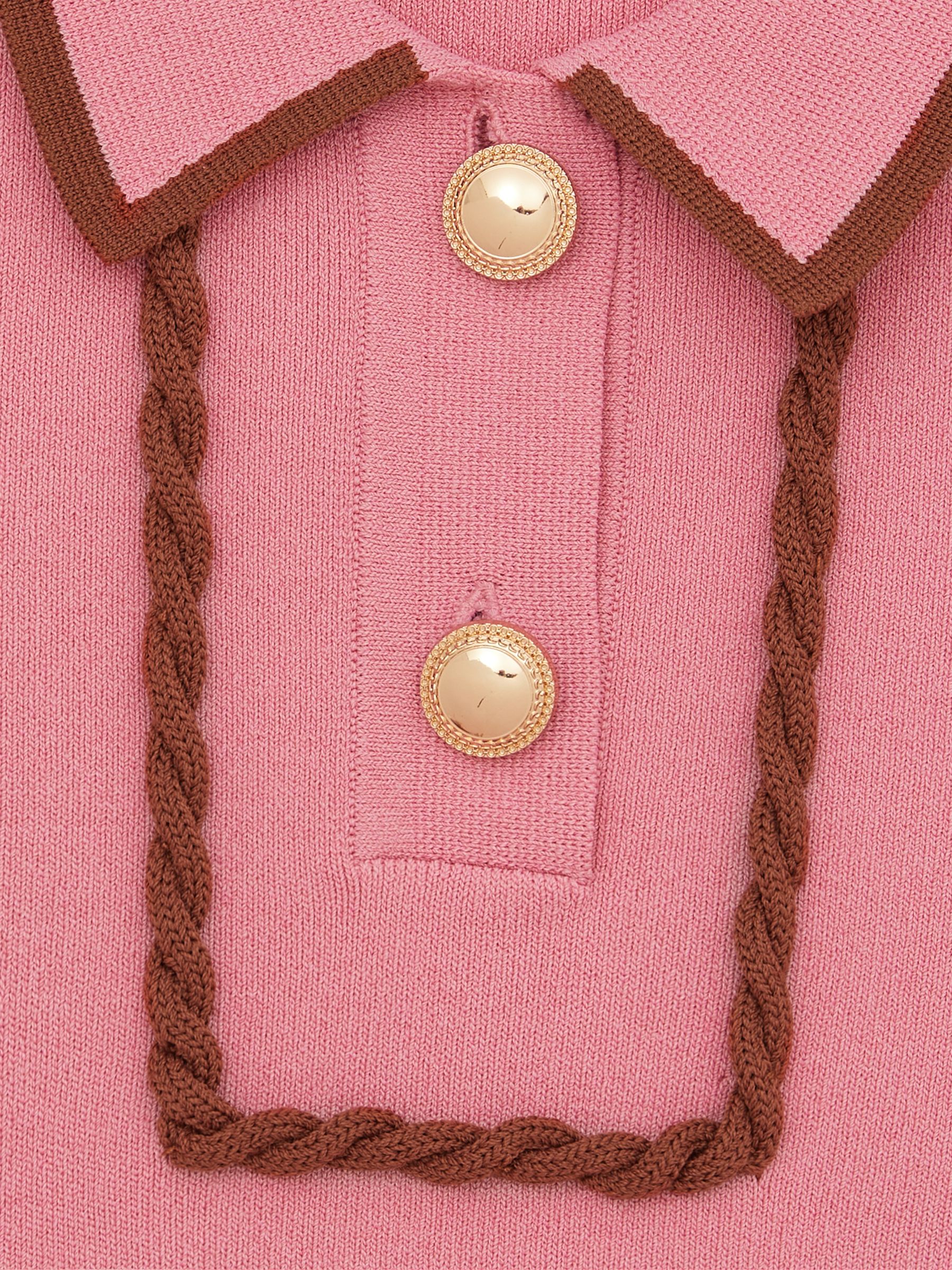 13-14 yrs Twist-Piped Knitted Dress in Pink