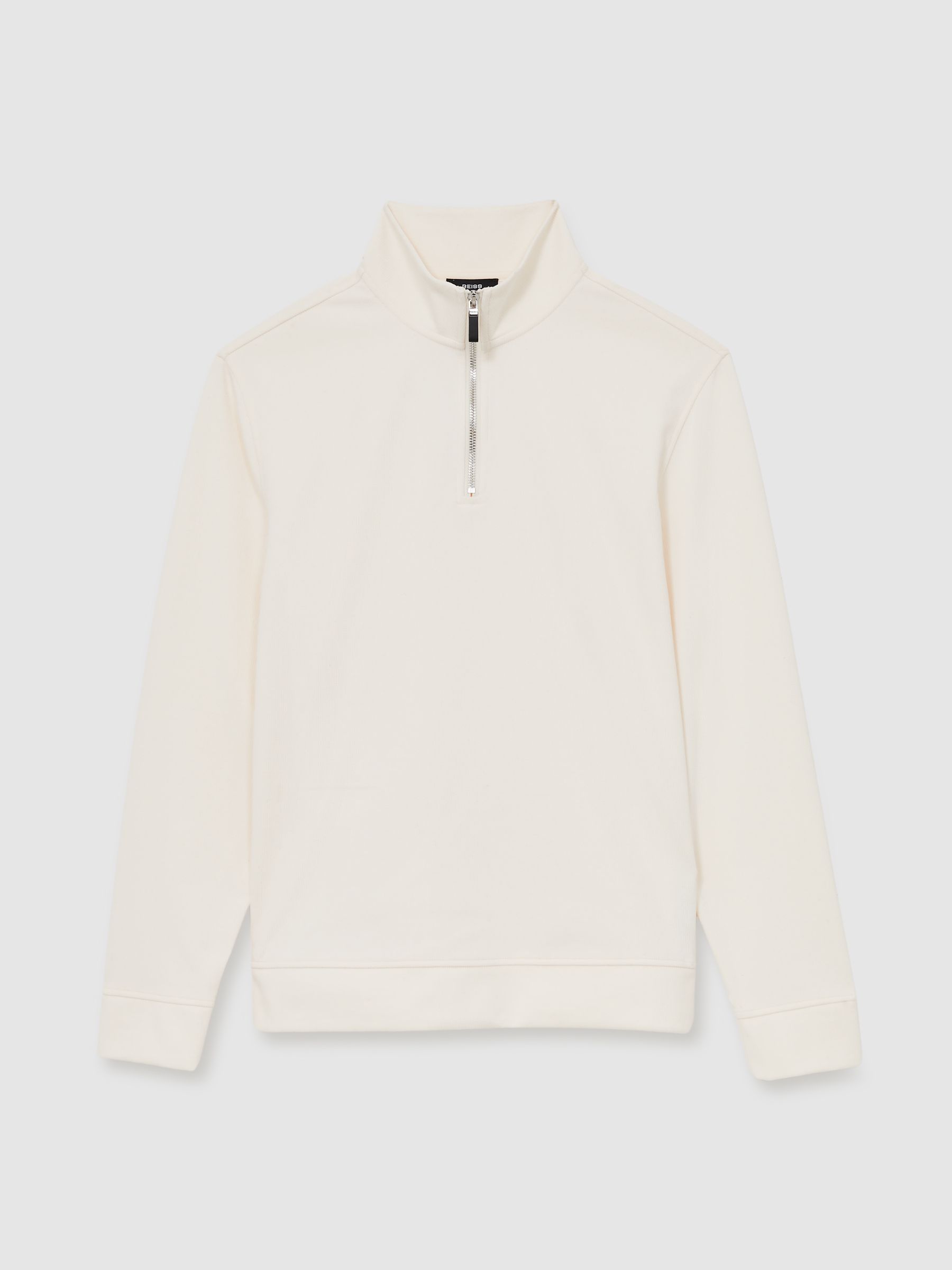 Brushed-Corduroy Half-Zip Jumper in Off White
