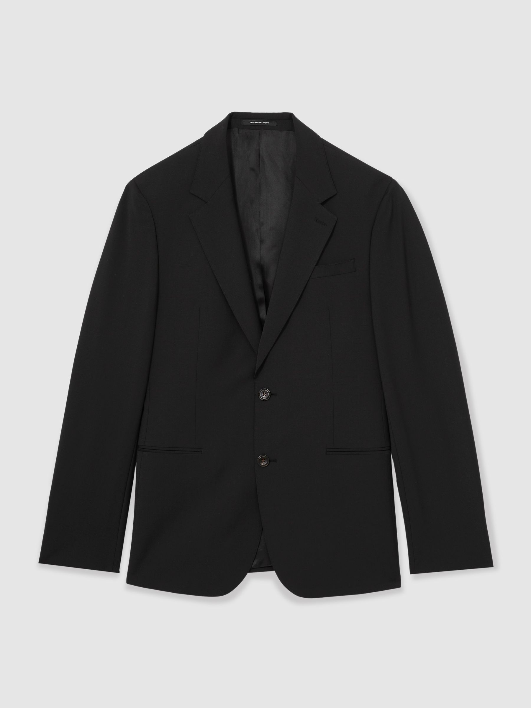 Wool-Blend Single-Breasted Suit Blazer Slim-Fit in Black