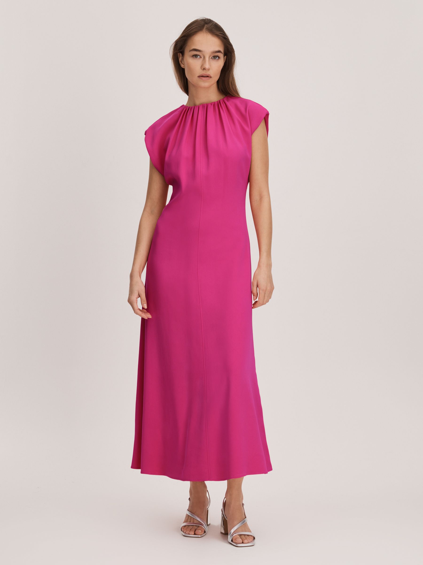 Florere Tie Back Midi Dress in Deep Pink