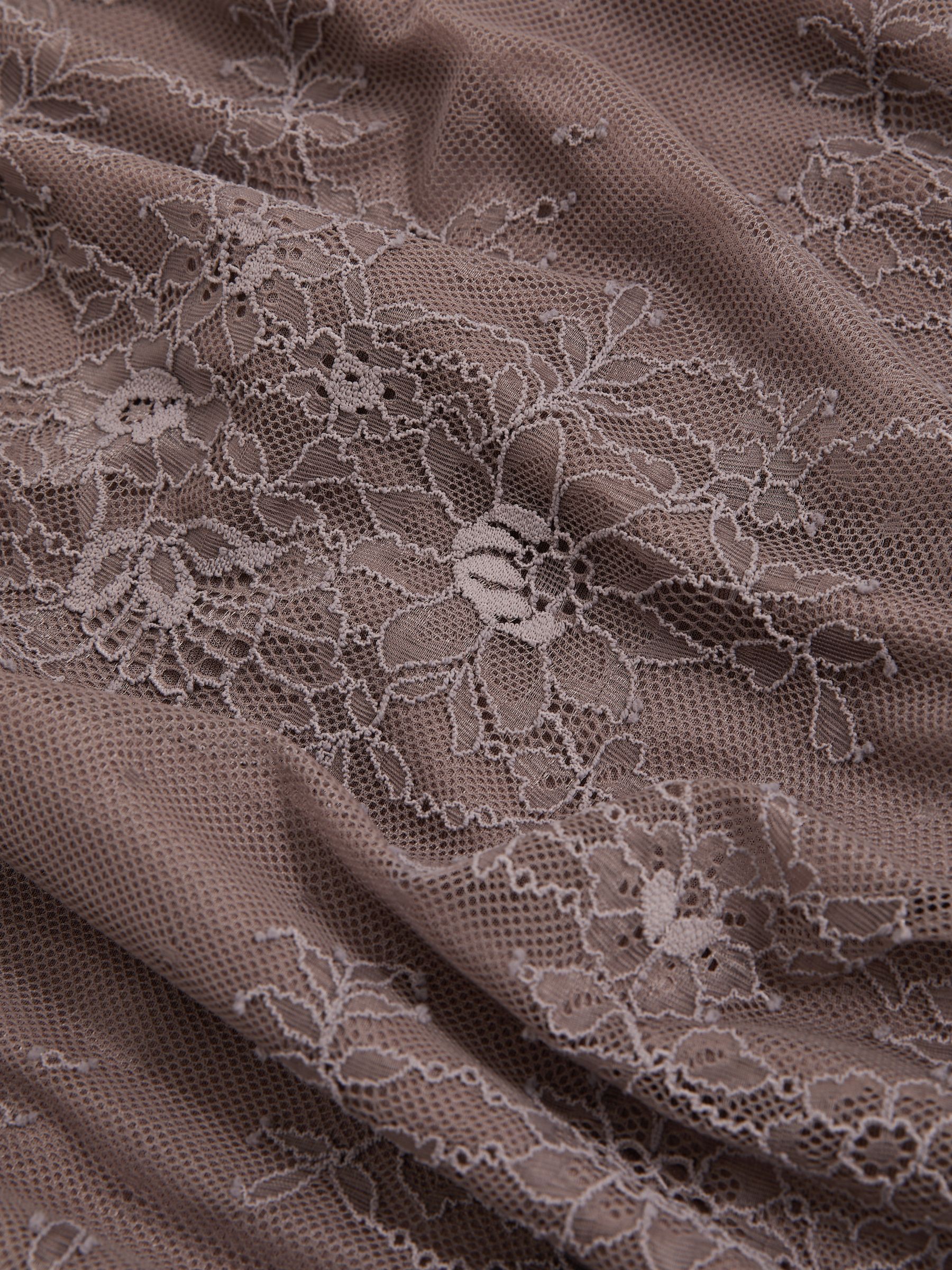 Lace Pencil Skirt in Taupe Brown