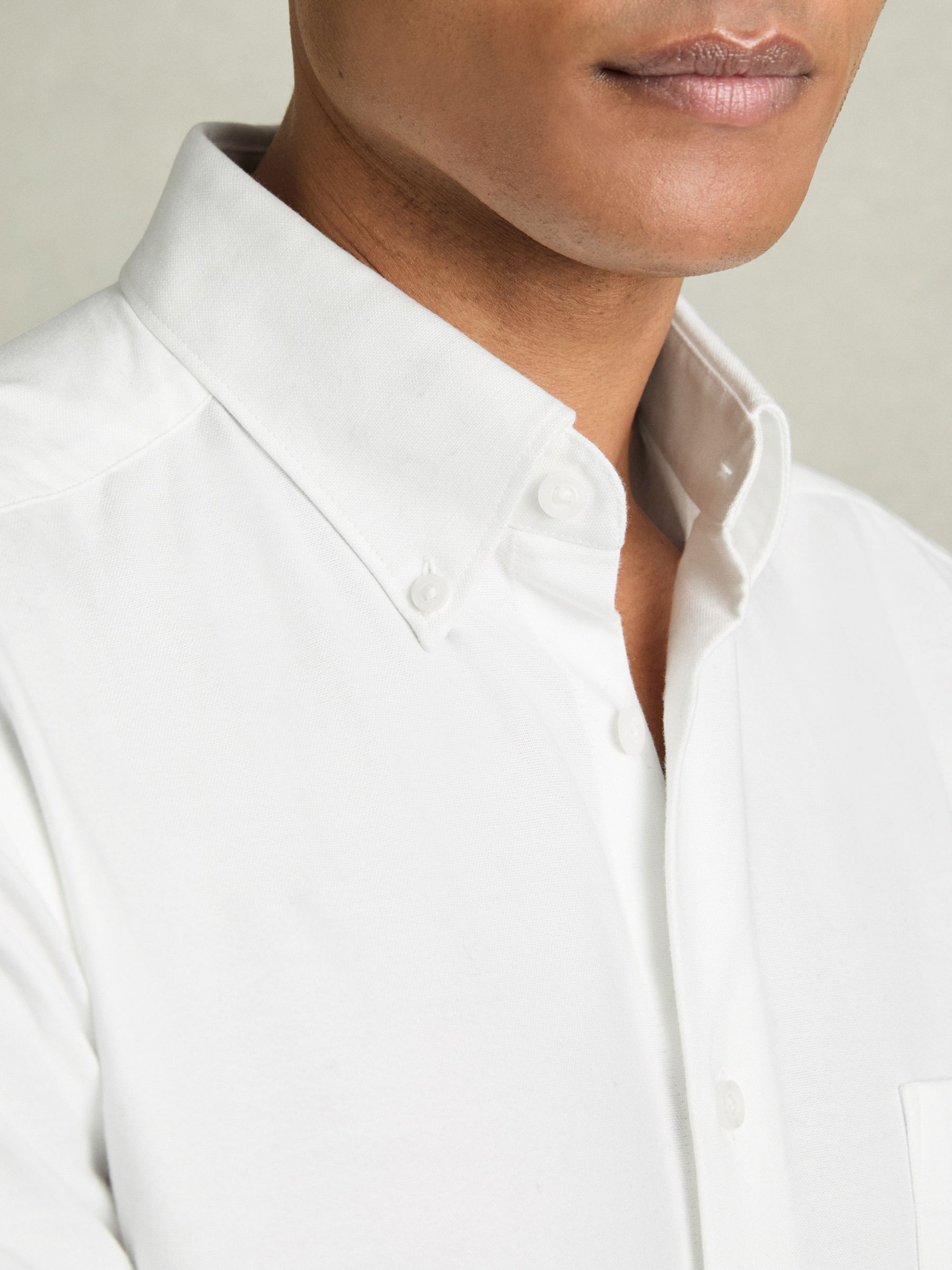 Slim-Fit Button-Down Collar Cotton Oxford Shirt in White
