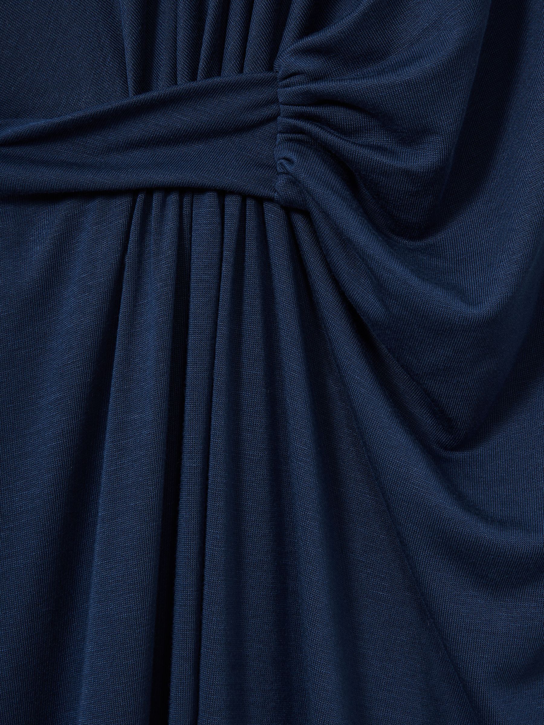 Draped Jersey Midi Dress in Blue