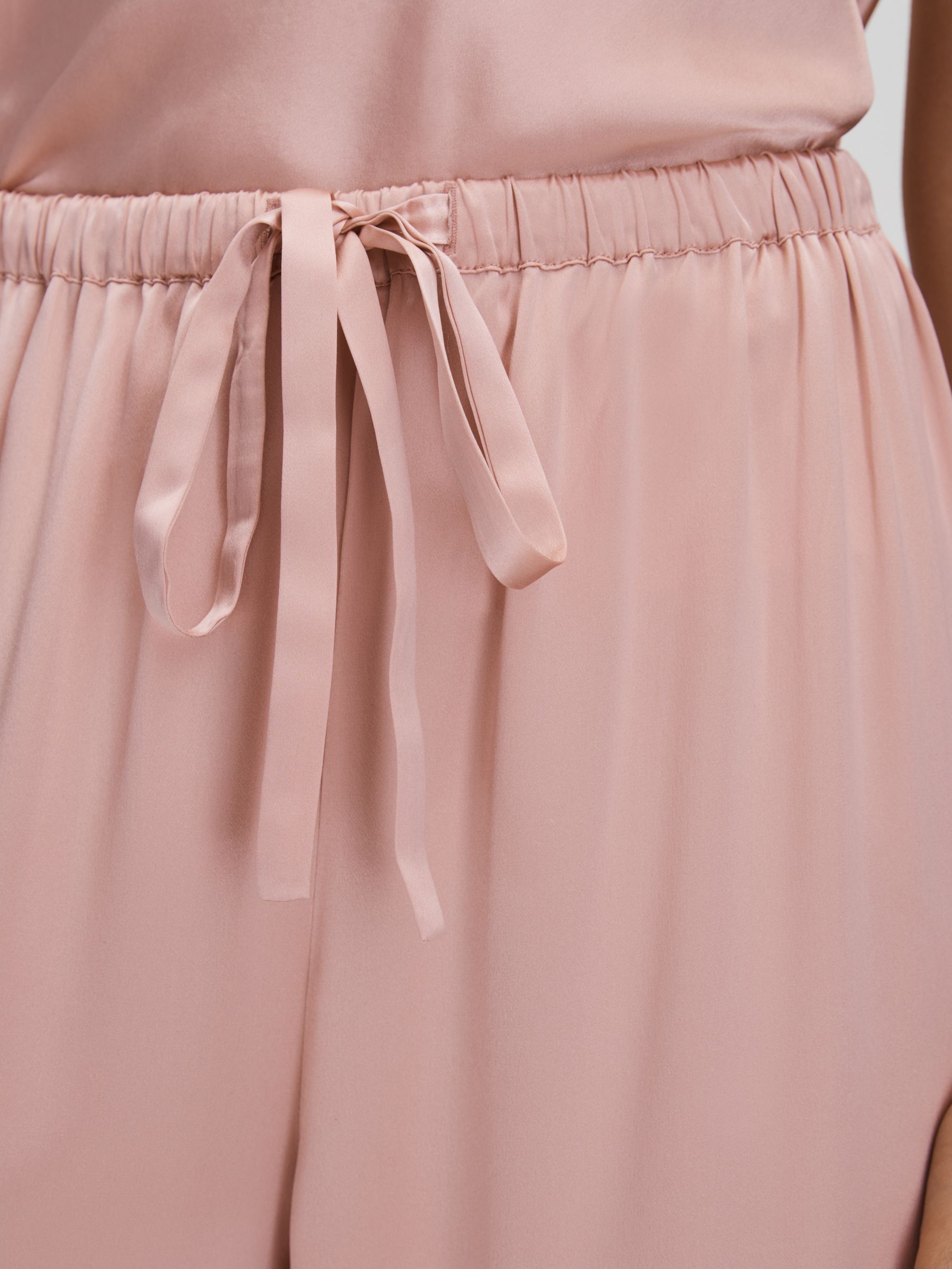 Maison Essentiele Silk Feather Trim Pyjama Bottoms in Blush