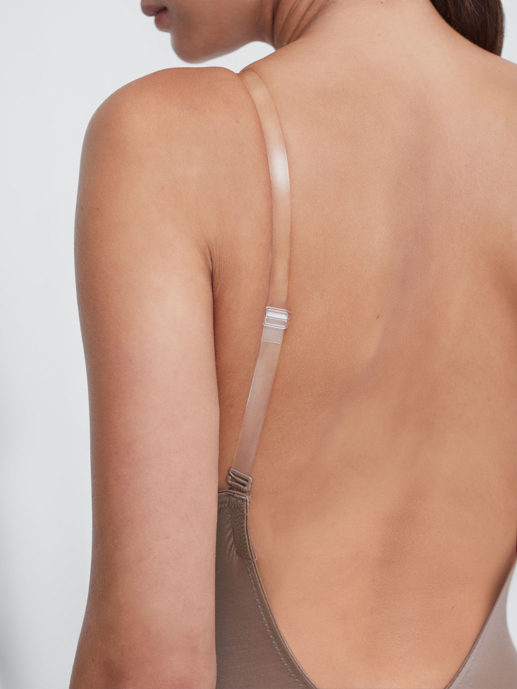 Spanx Shapewear Firming Plunge Low-Back Mid-Thigh Bodysuit in Cafe Au Lait