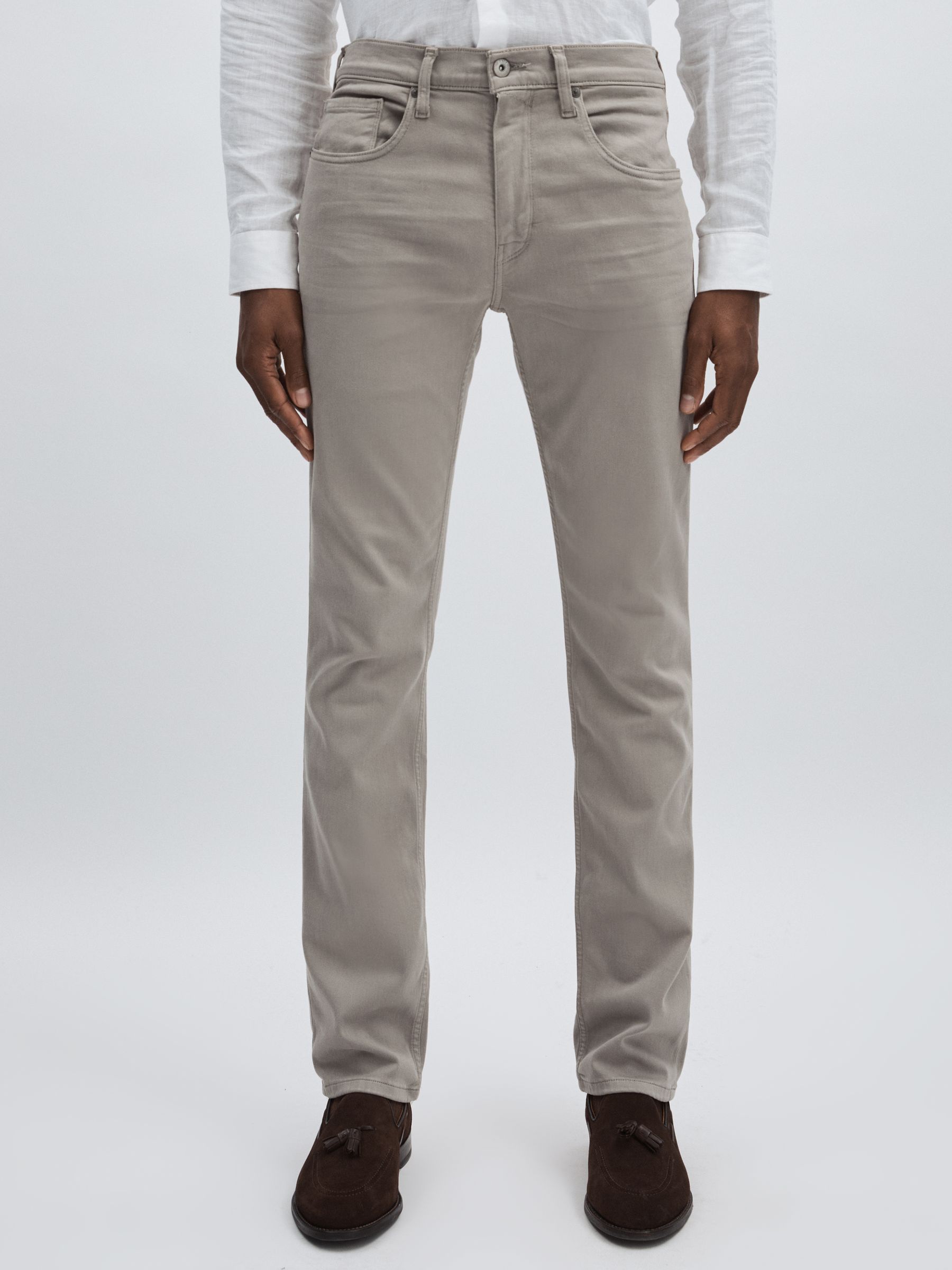 Paige Slim Straight-Leg Jeans in Silver Pearl