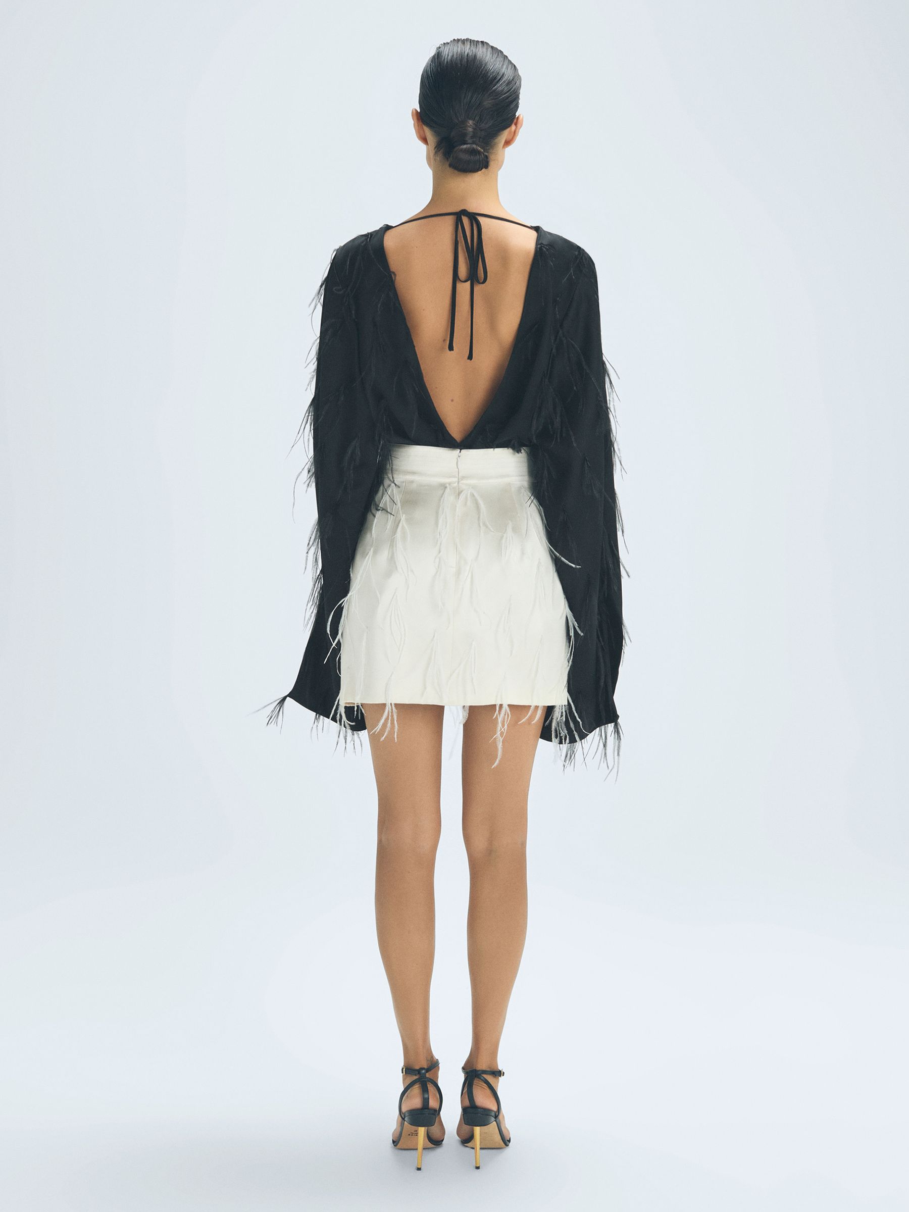 Atelier Feather Mini Skirt in Cream