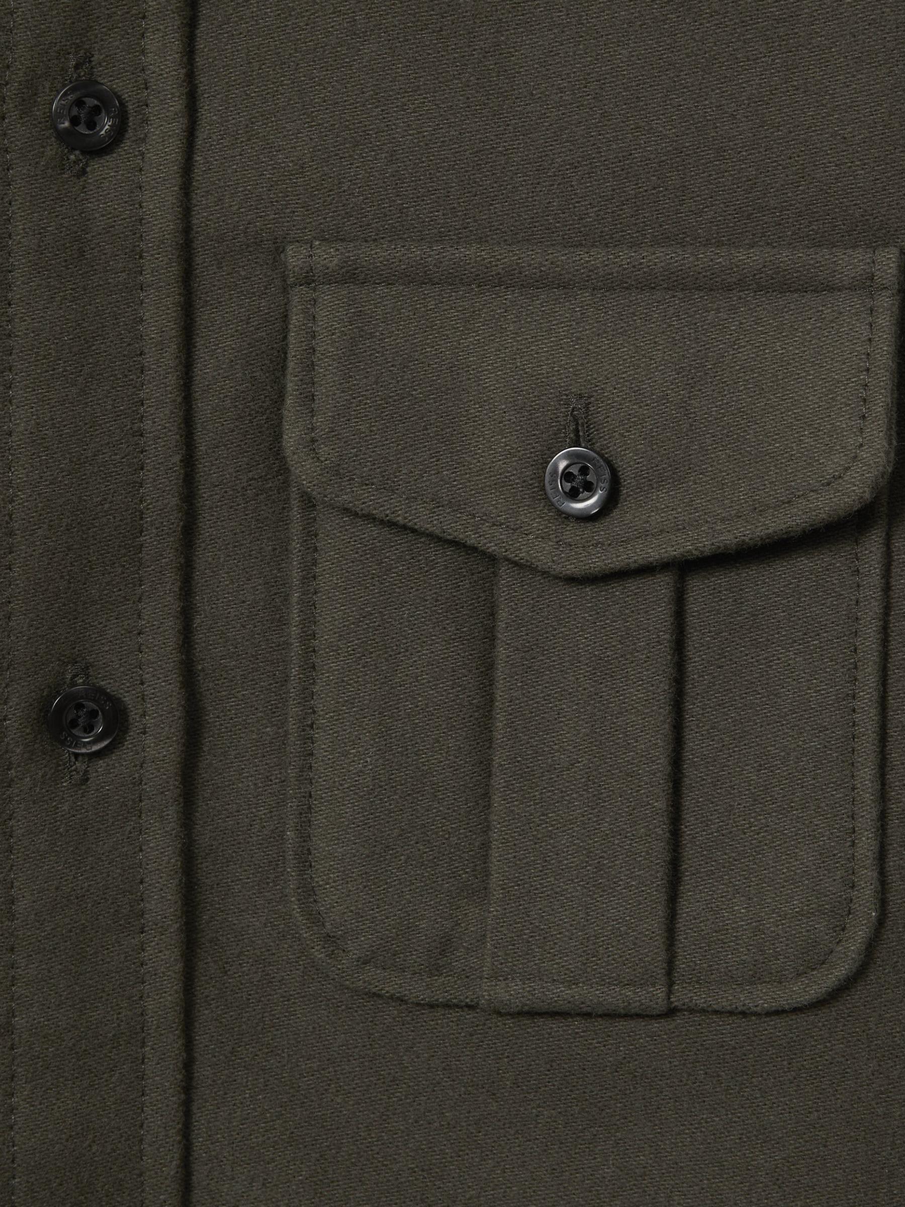 Senior Brushed Cotton Patch Pocket Overshirt in Pine Green