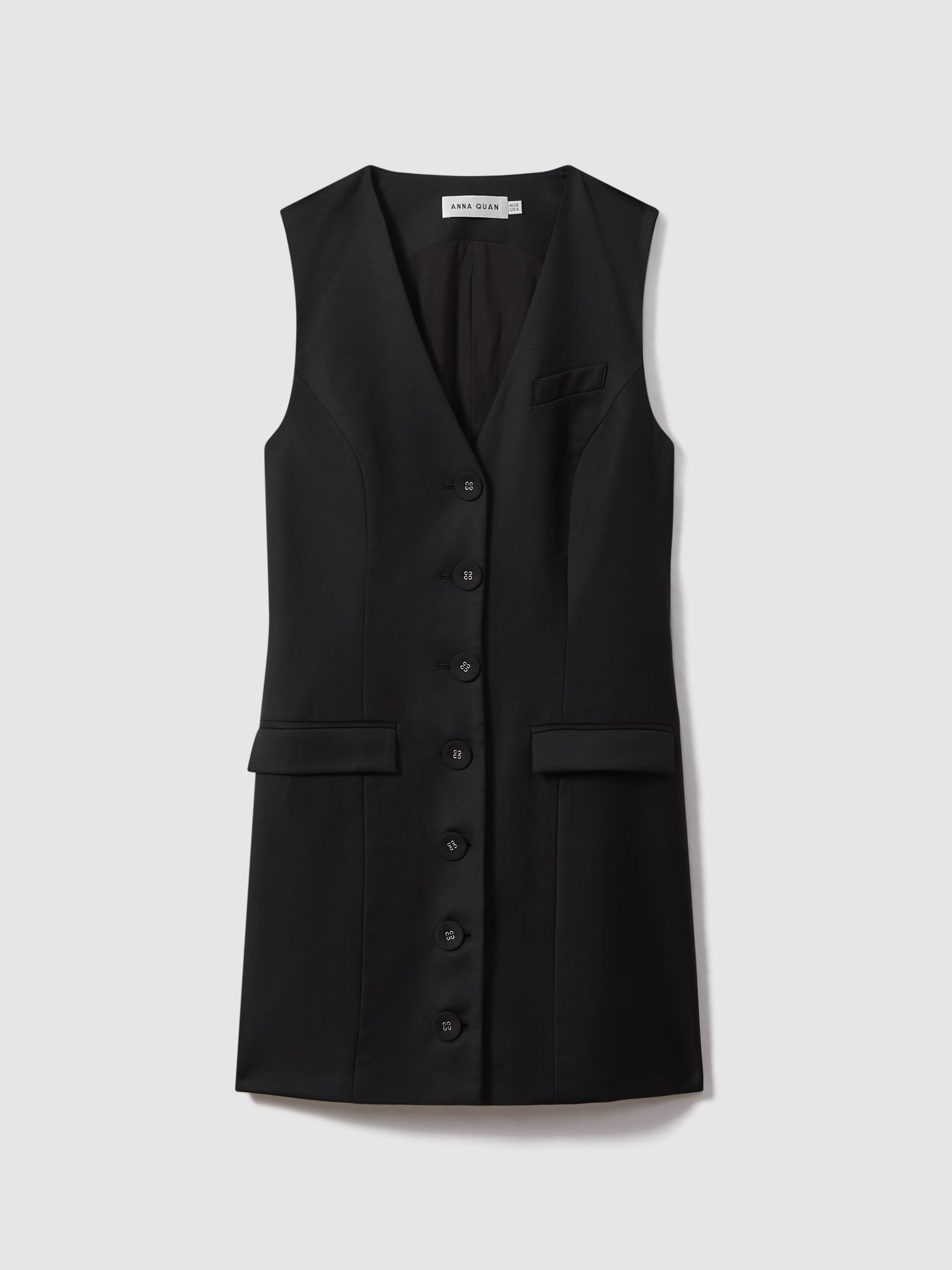 Anna Quan Single Breasted Mini Dress in Black