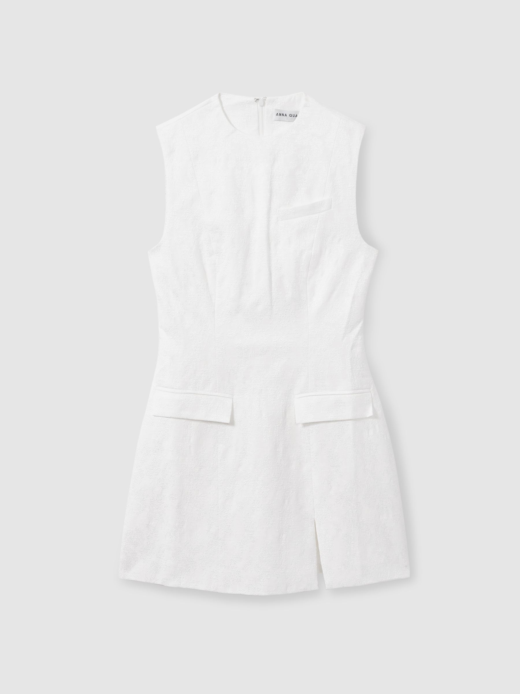 Anna Quan Cotton Blend Jacquard Mini Dress in White