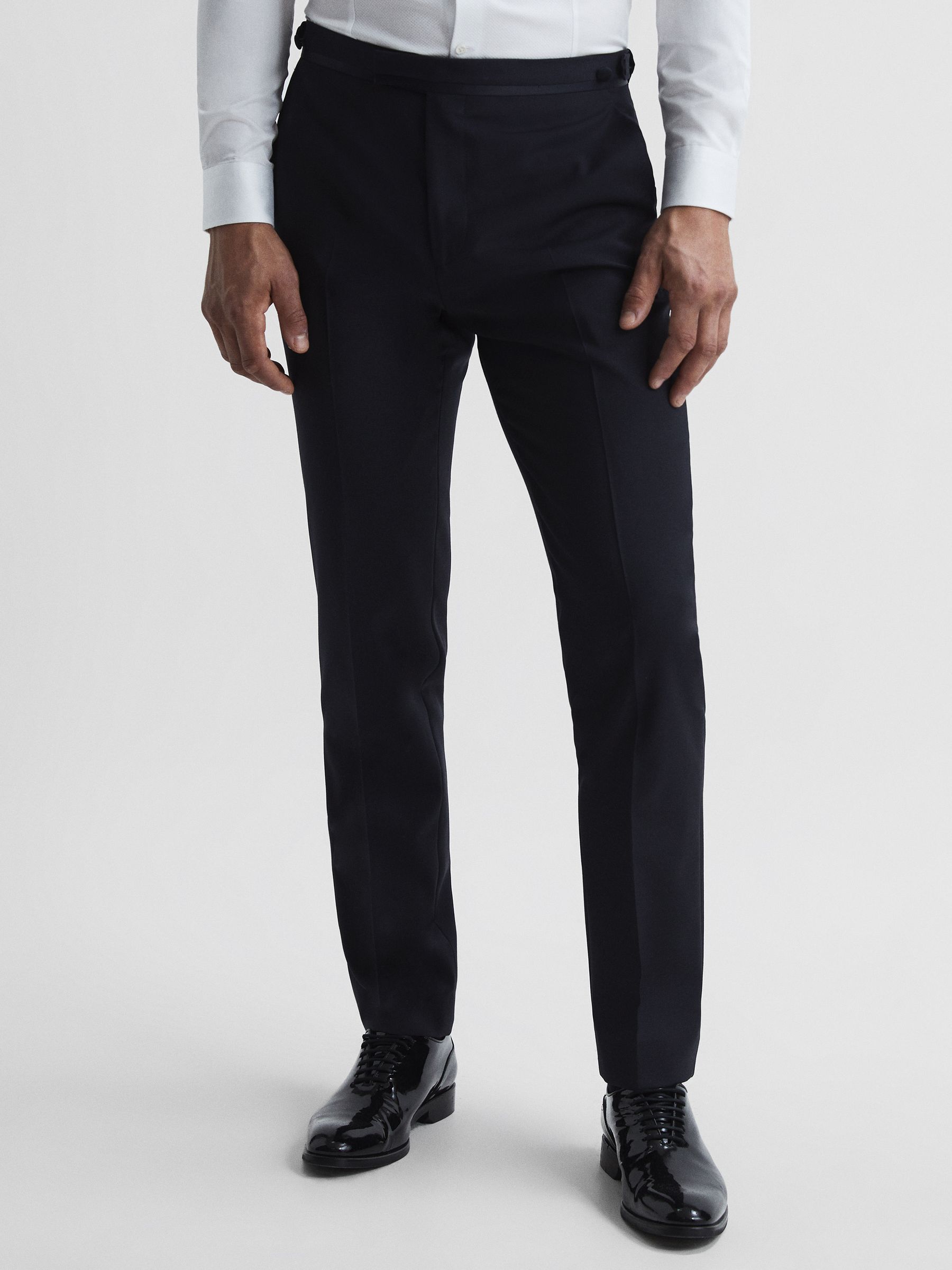 Standard Trim Modern Fit Tuxedo Trousers in Navy