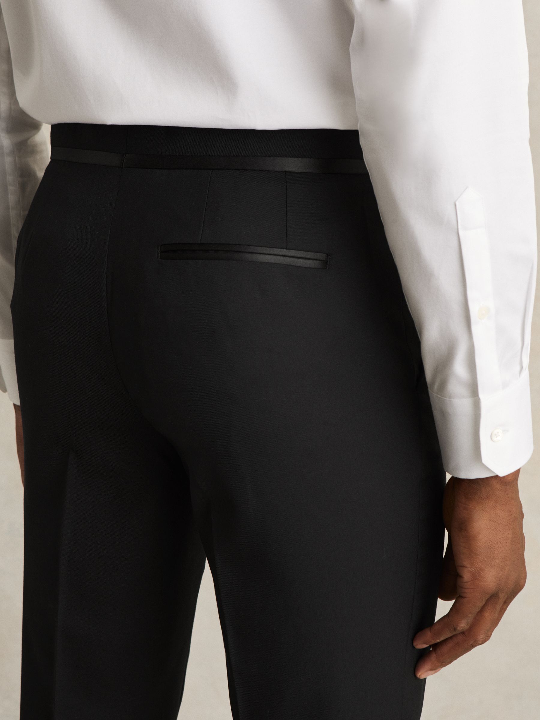 Wool-Blend Slim-Fit Tuxedo Trousers in Black