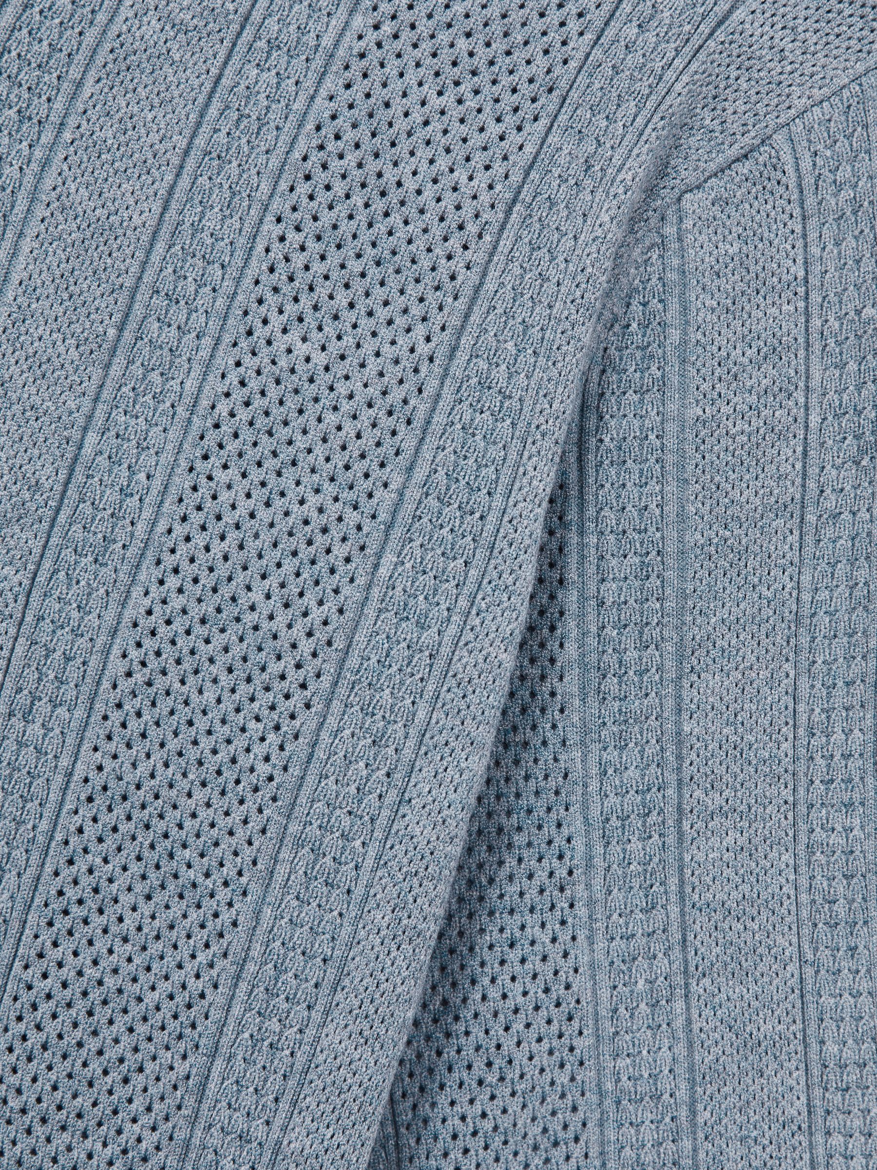 Textured-Stripe Knitted Polo Shirt in Airforce Blue