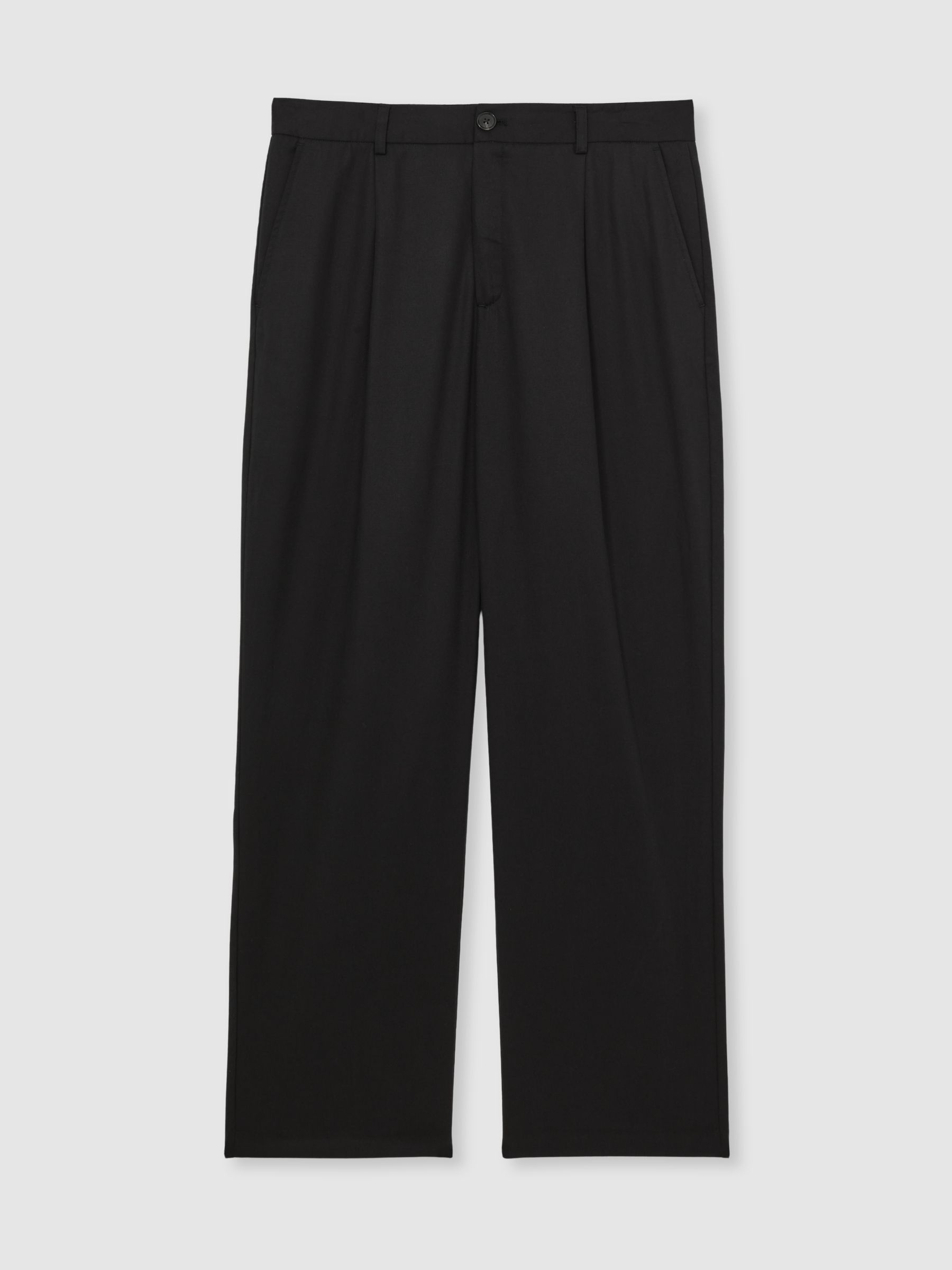 Les Deux Pleat-Front Twill Suit Trousers in Black
