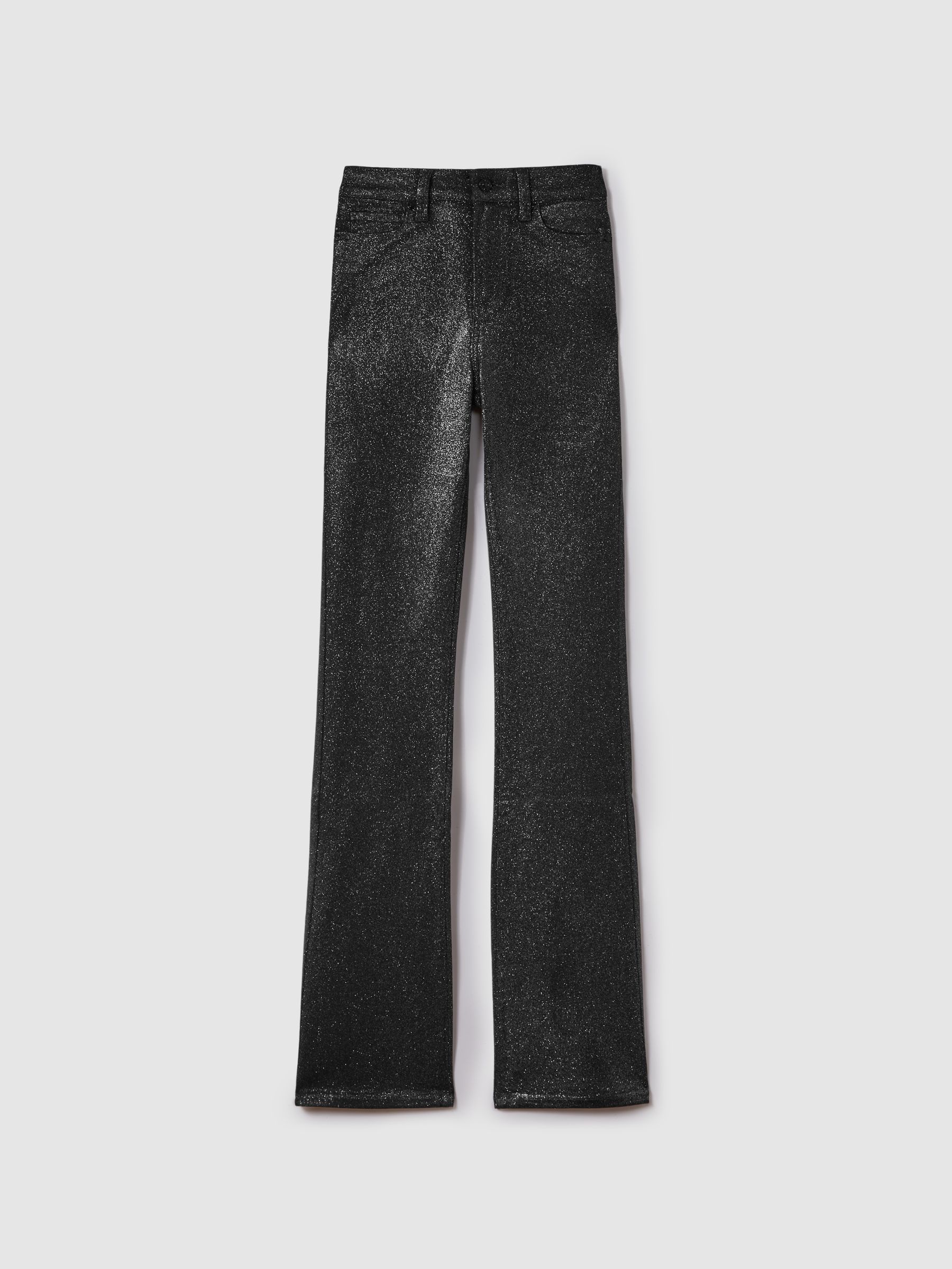 Paige High Rise Sparkly Trousers in Black/Silver