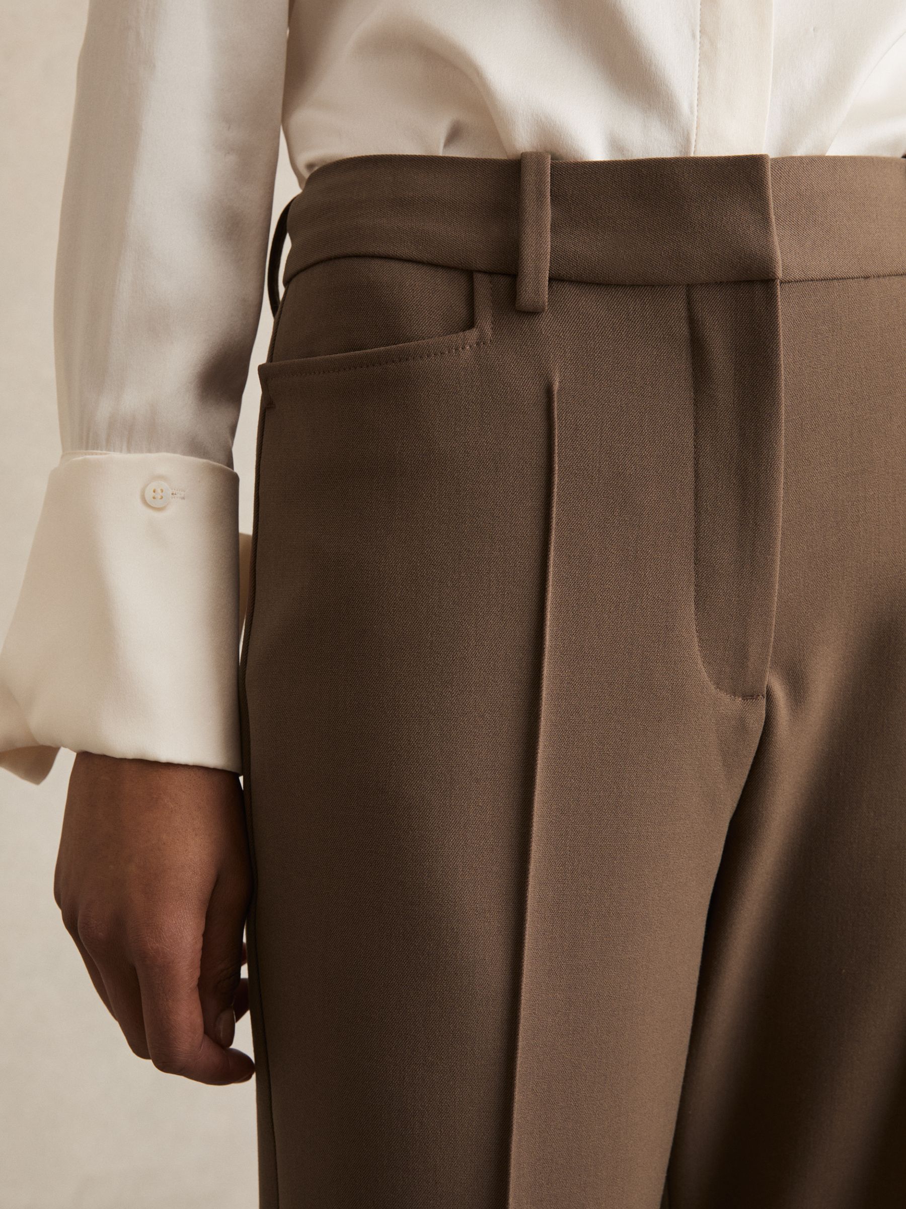 Flared Suit Trousers in Mink Neutral