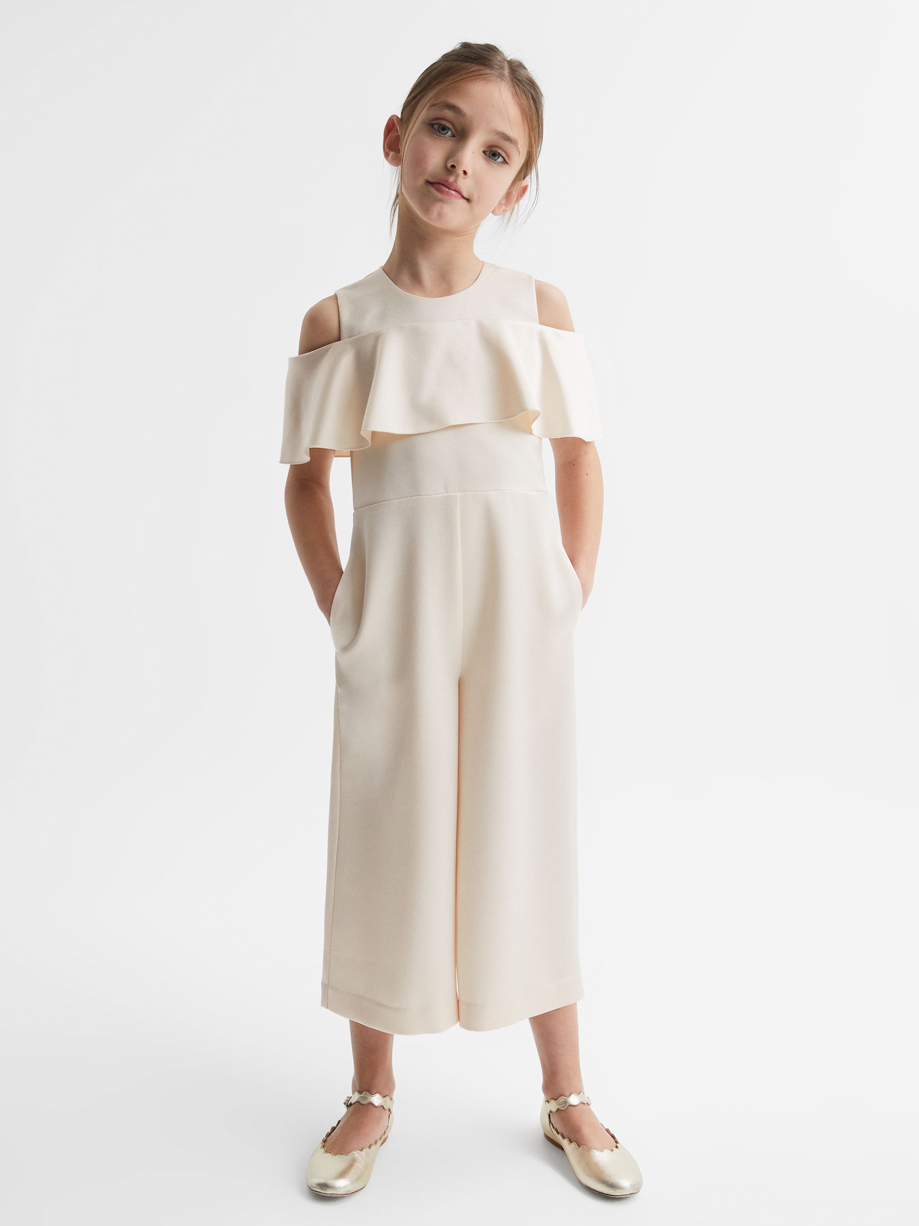 4-9 yrs Off-The-Shoulder Jumpsuit in Ivory