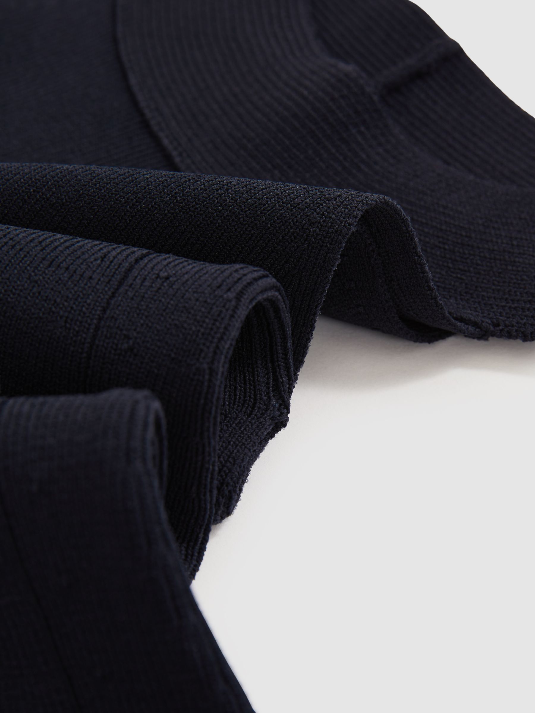 Rib Knit High Neck Vest in Navy