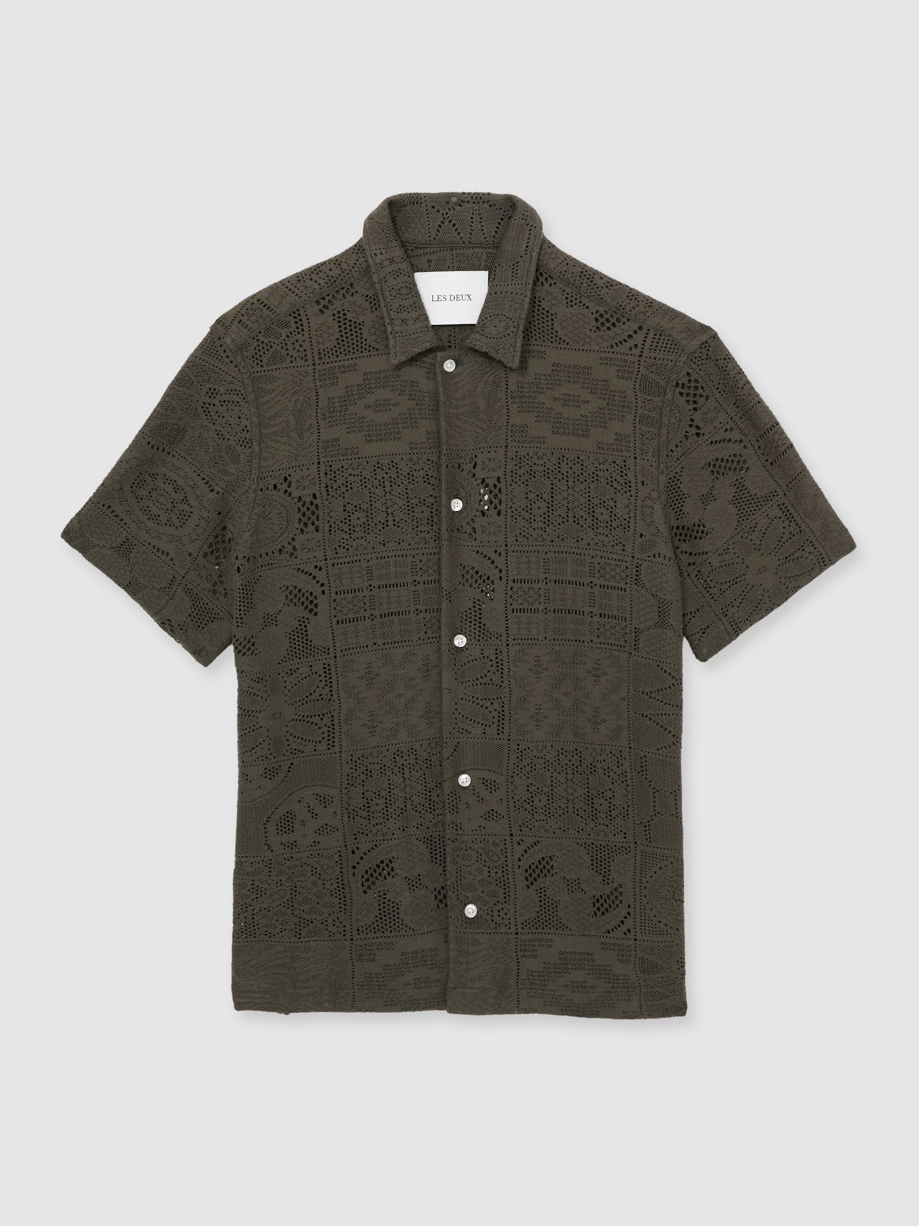 Les Deux Blend Lace Shirt in Olive Green