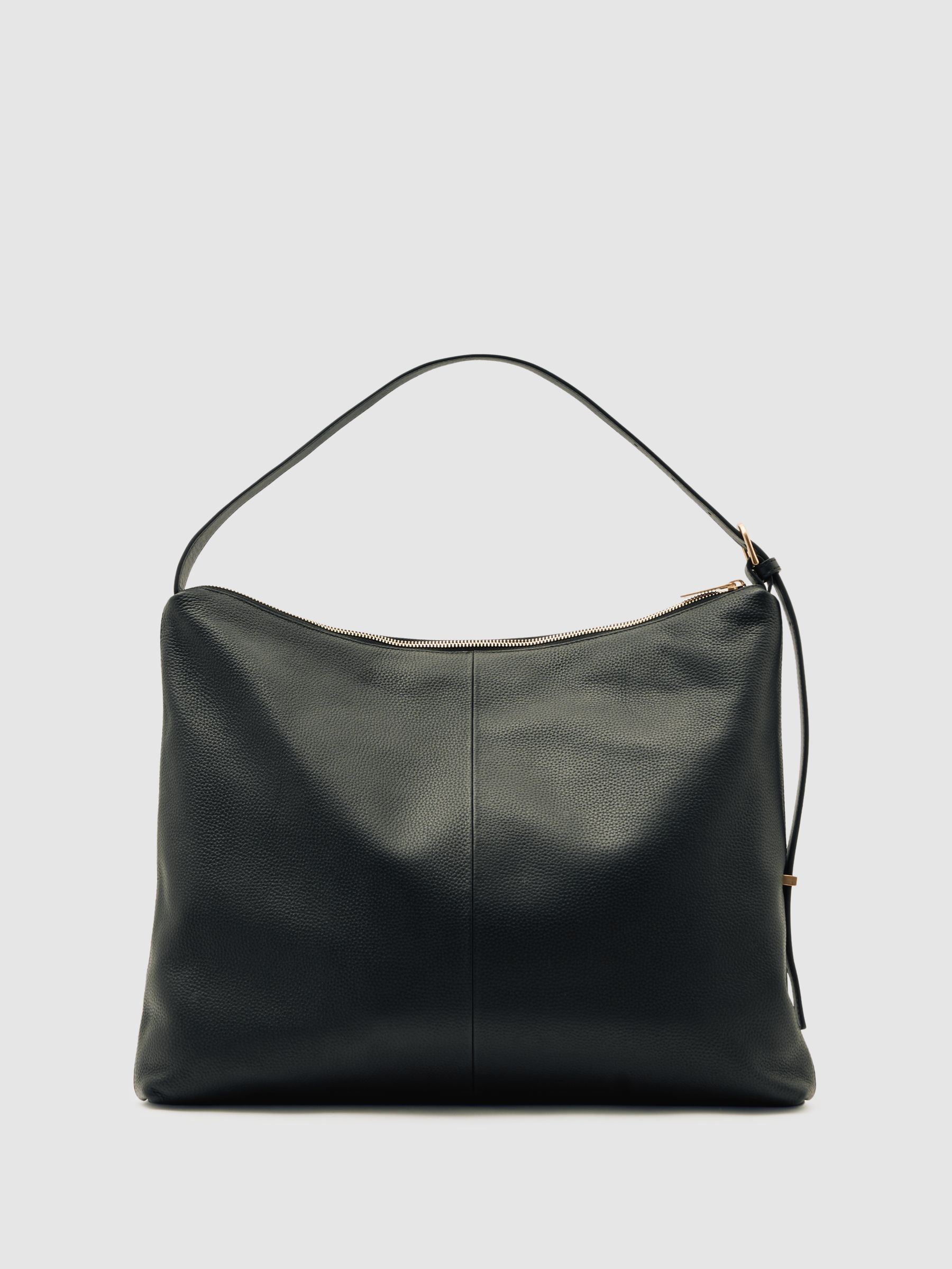 Grained Leather Tote Bag in Black