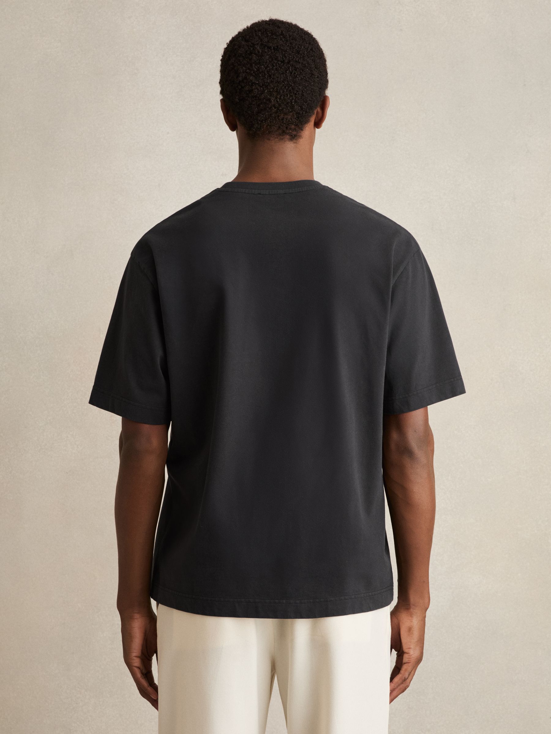 Cotton Garment-Dyed Oversize T-Shirt in Washed Black