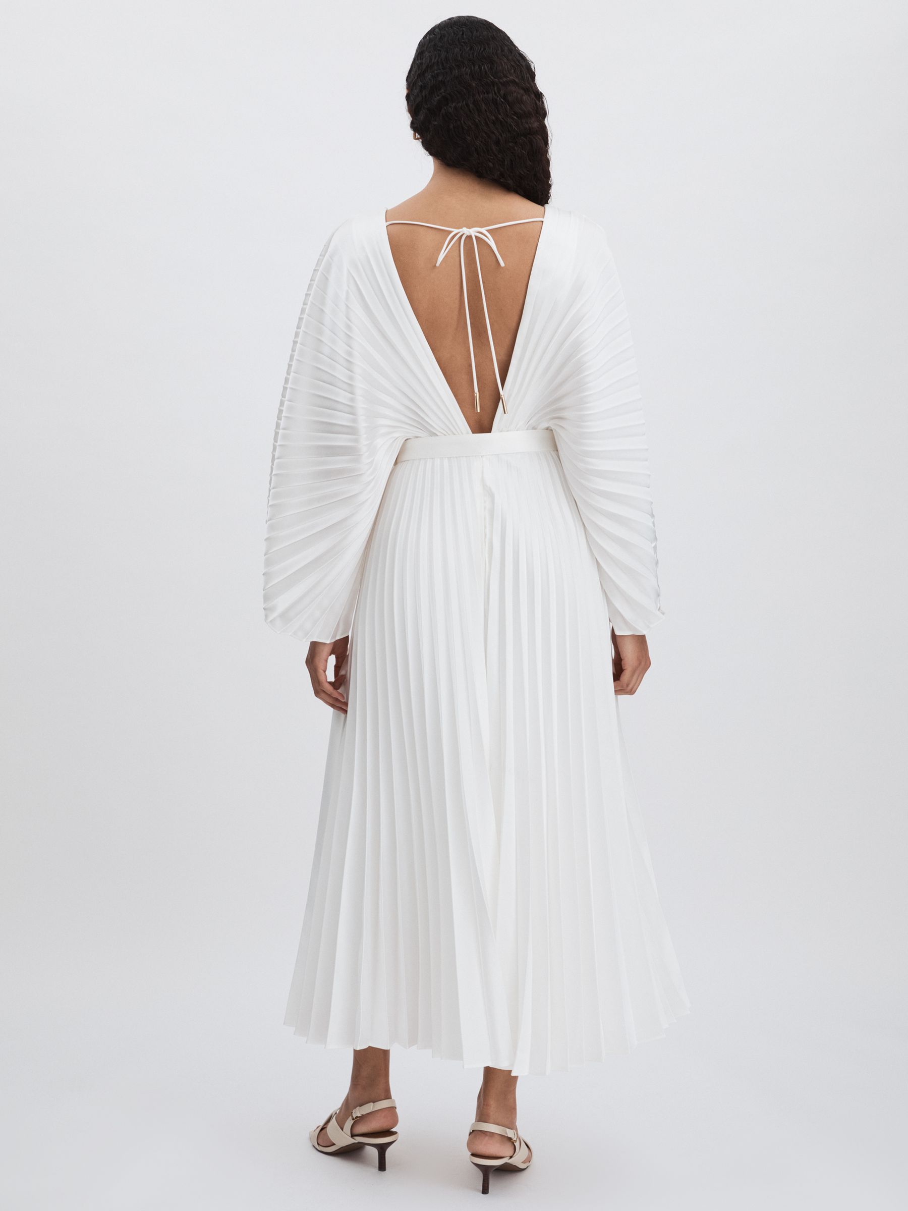 Wonastow Pleated Maxi Dress with Belt in Cream