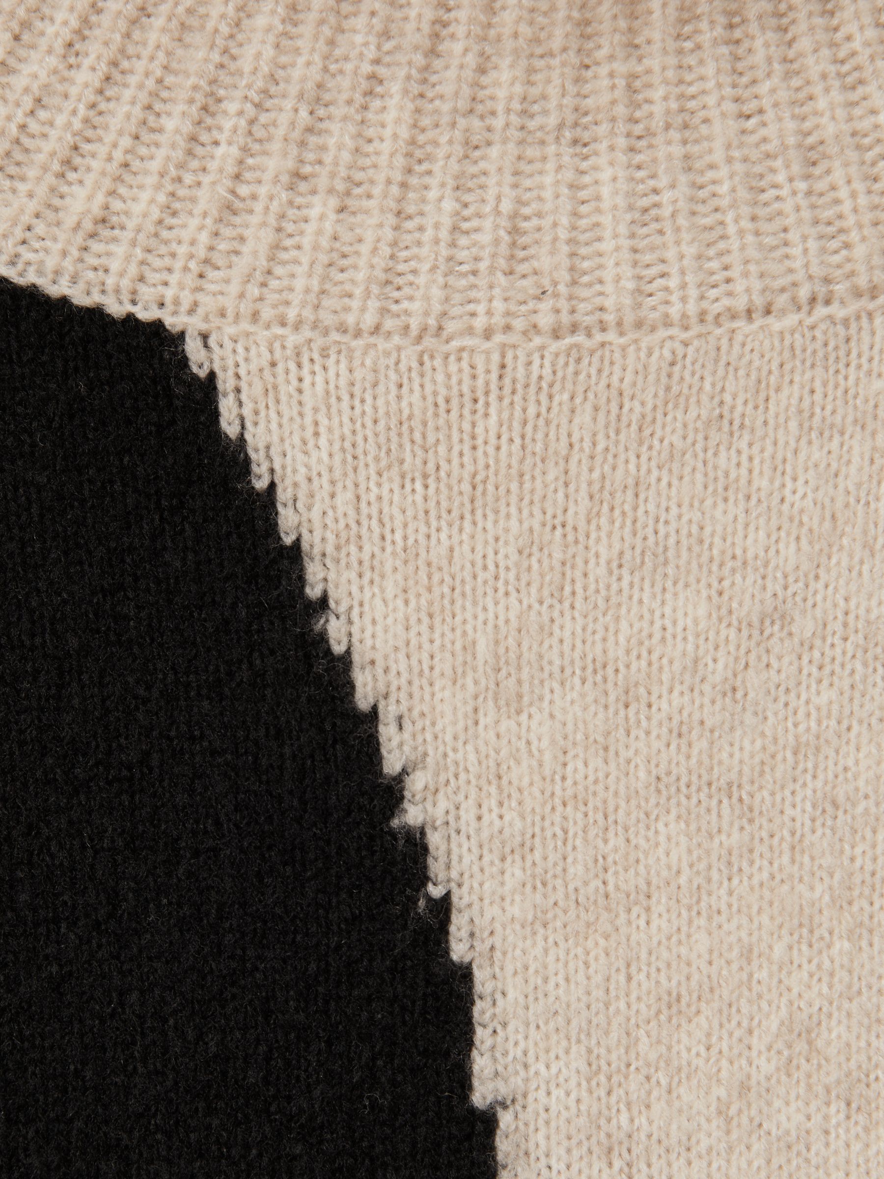 Colourblock Roll Neck Jumper in Oatmeal/Black