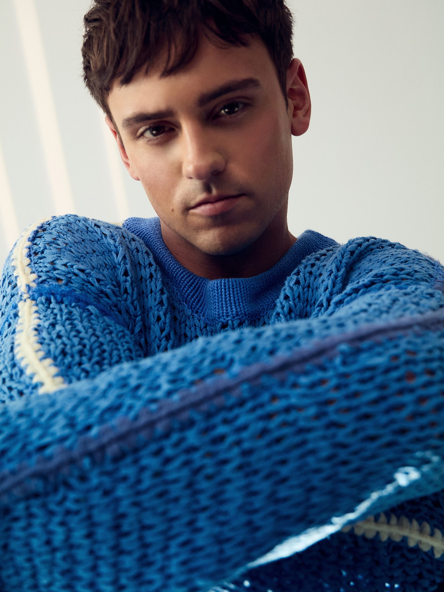 Reiss | Tom Daley Chunky Knit Jumper in Soft Blue