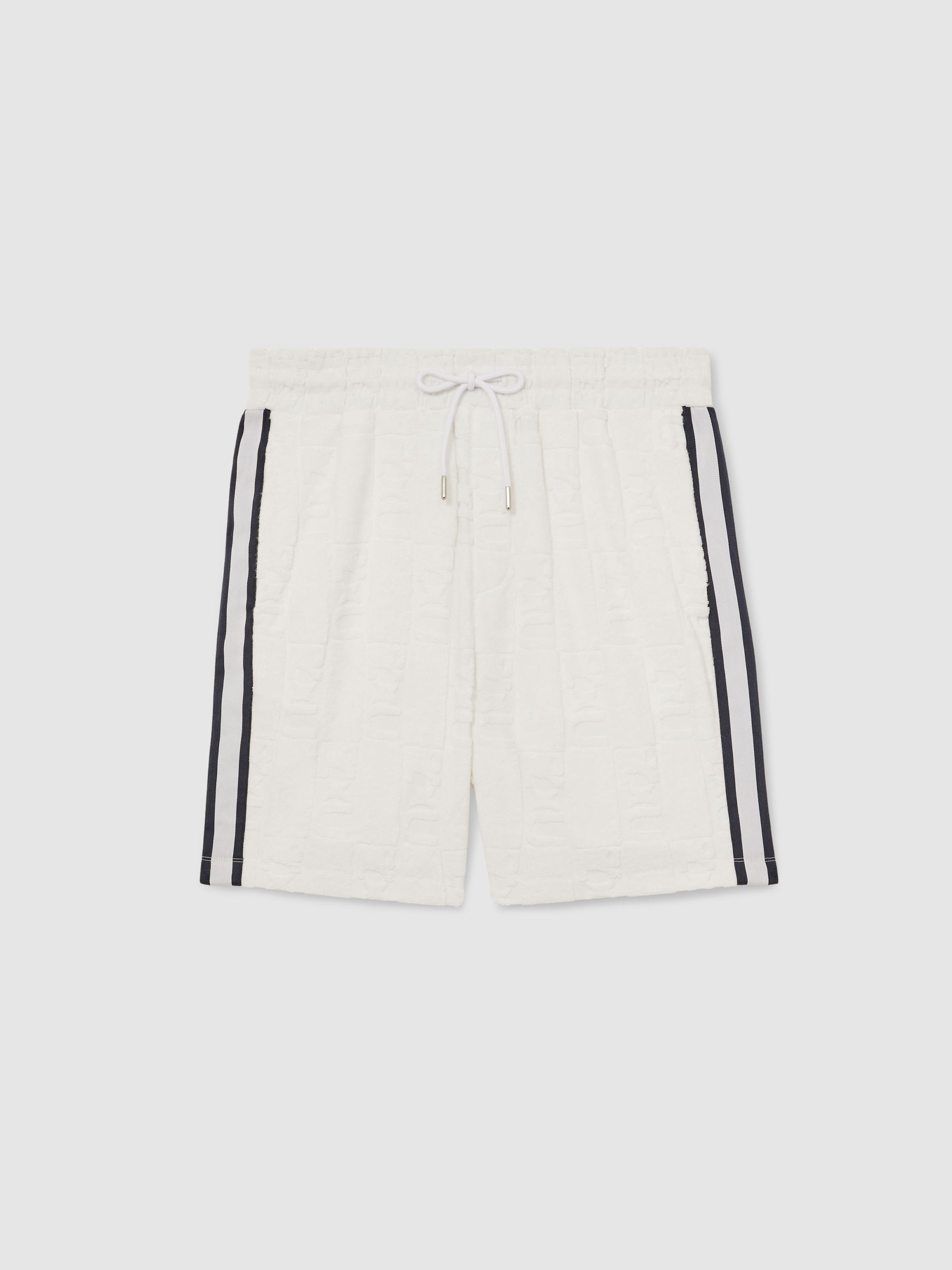 Reiss | Ché Towelling Monogram Shorts in White