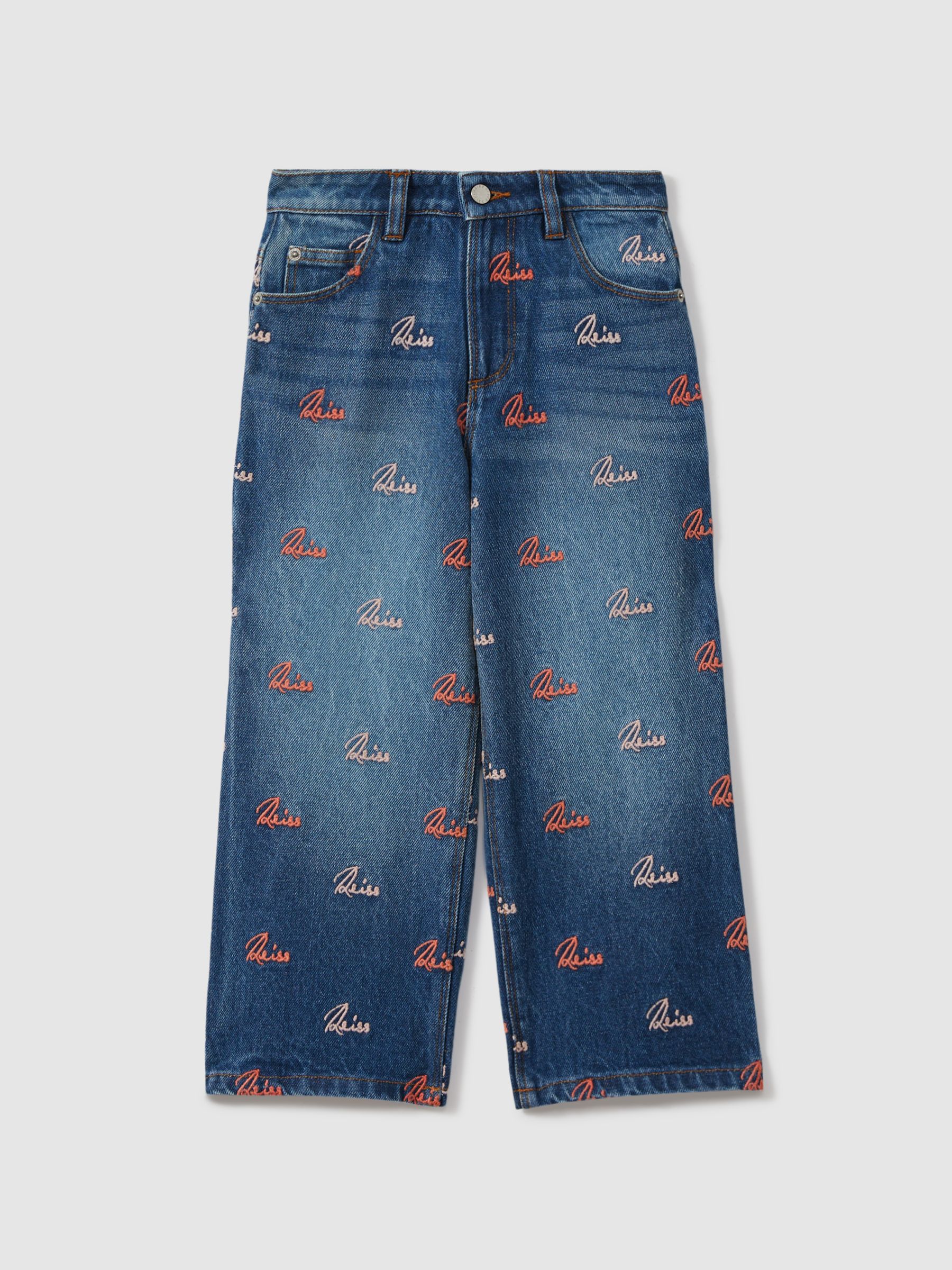 13-14 yrs Relaxed Embroidered Logo Jeans in Blue