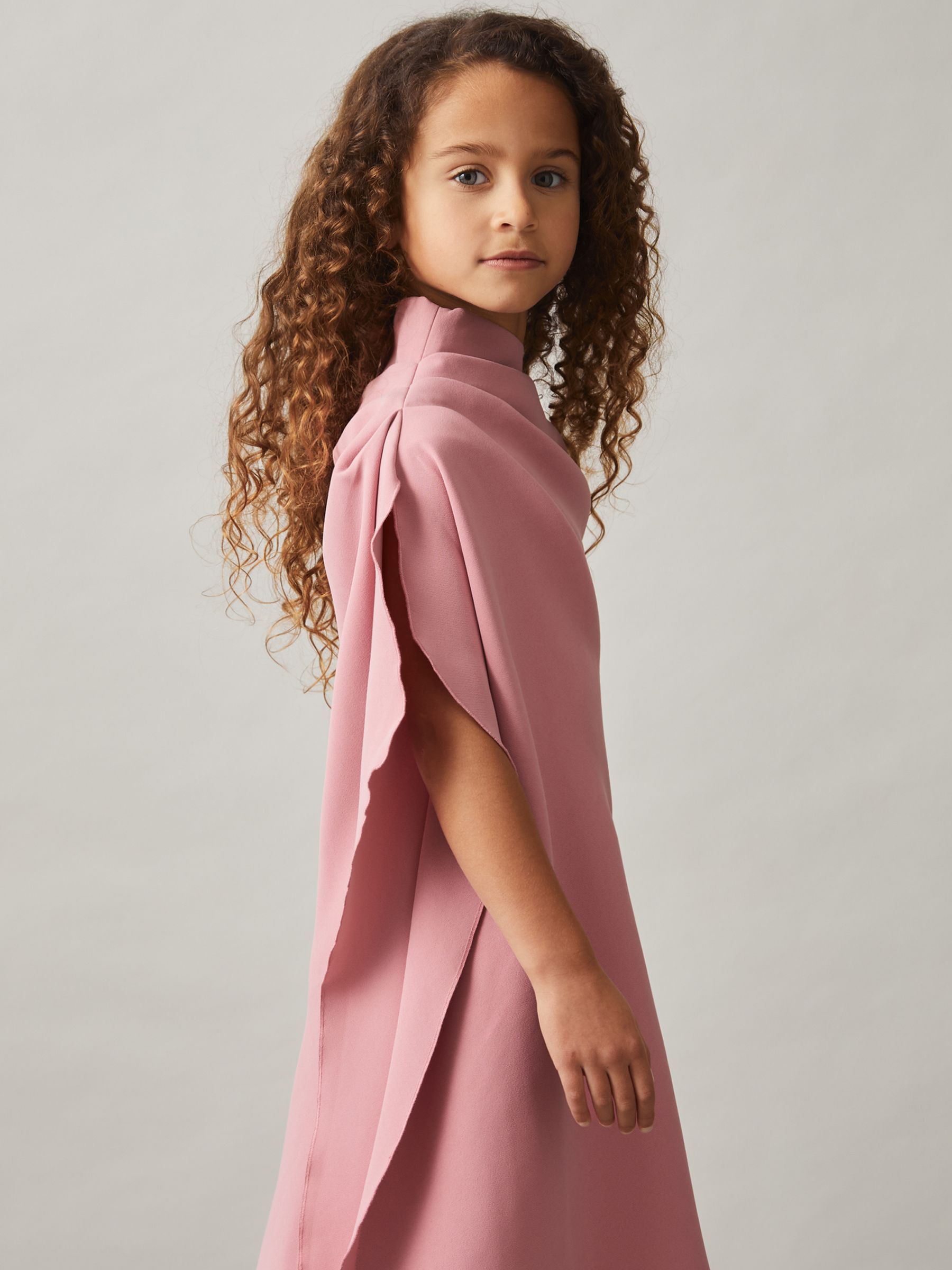 13-14 yrs One-Shoulder Draped Dress in Pink