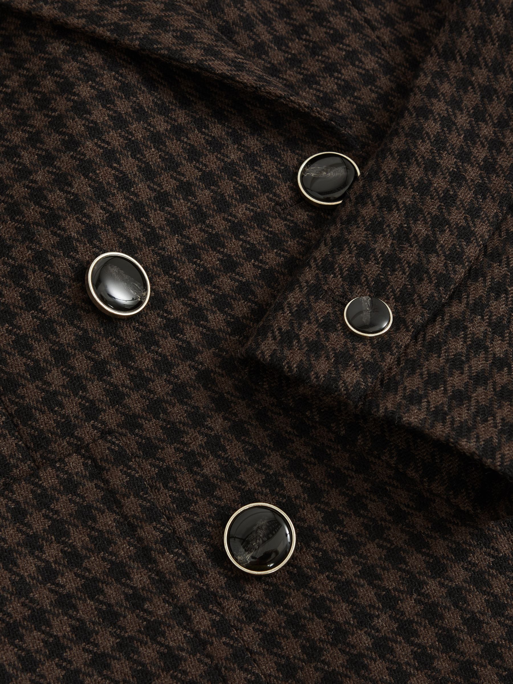 Petite Wool-Blend Double-Breasted Check Blazer in Brown Check