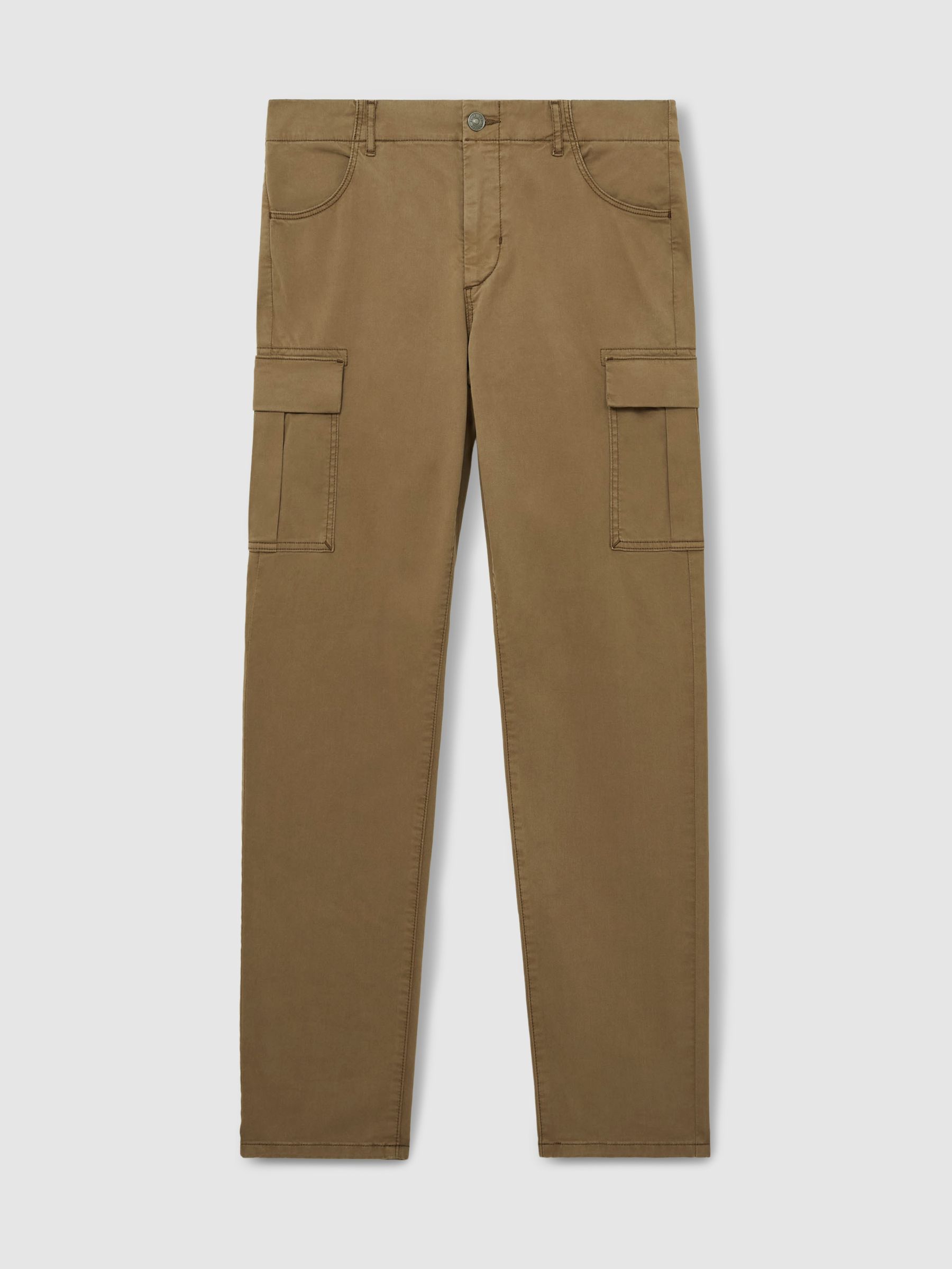 Paige Stretch-Cotton Slim Cargo Trousers in Sand