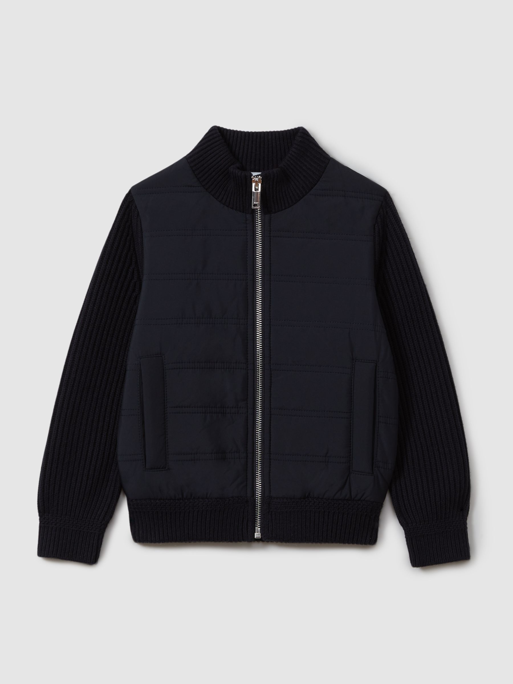 9-14 yrs Hybrid Zip Through Quilted Jacket in Navy